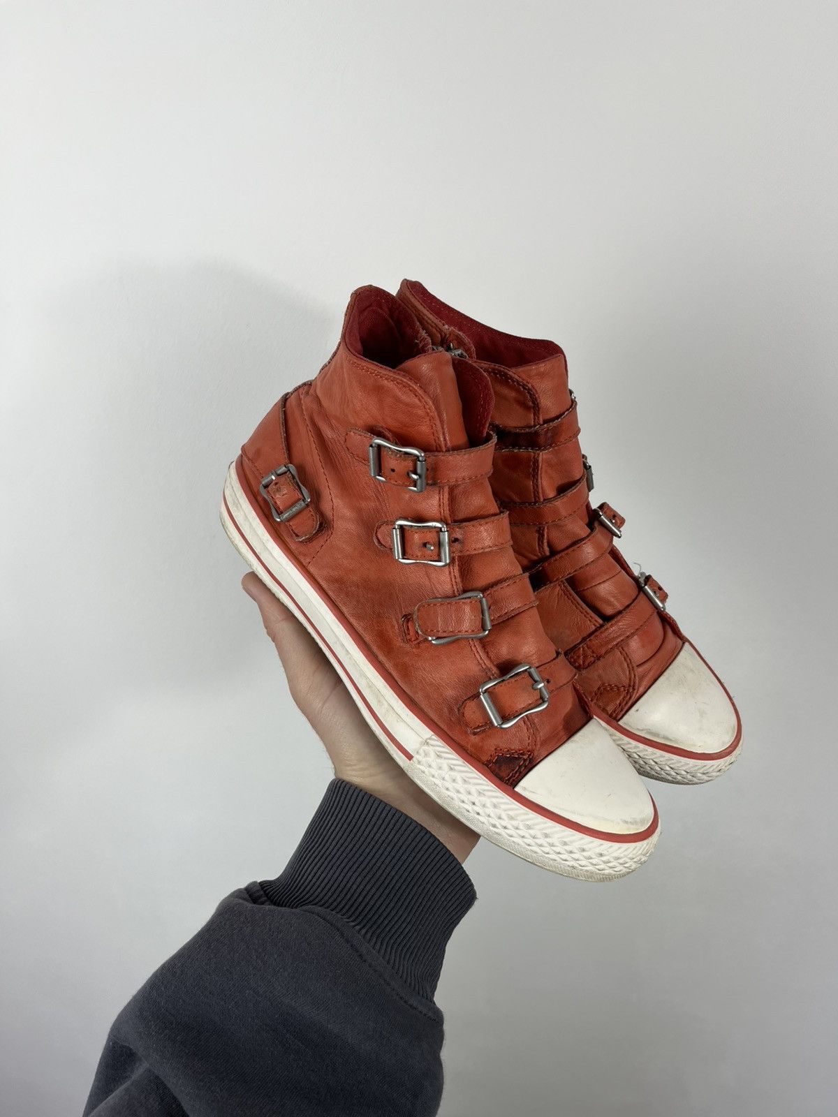 ASH ASH Distressed High Top Sneakers EU 39 Leather Buckle Zip Size US 8 / IT 38 - 11 Thumbnail