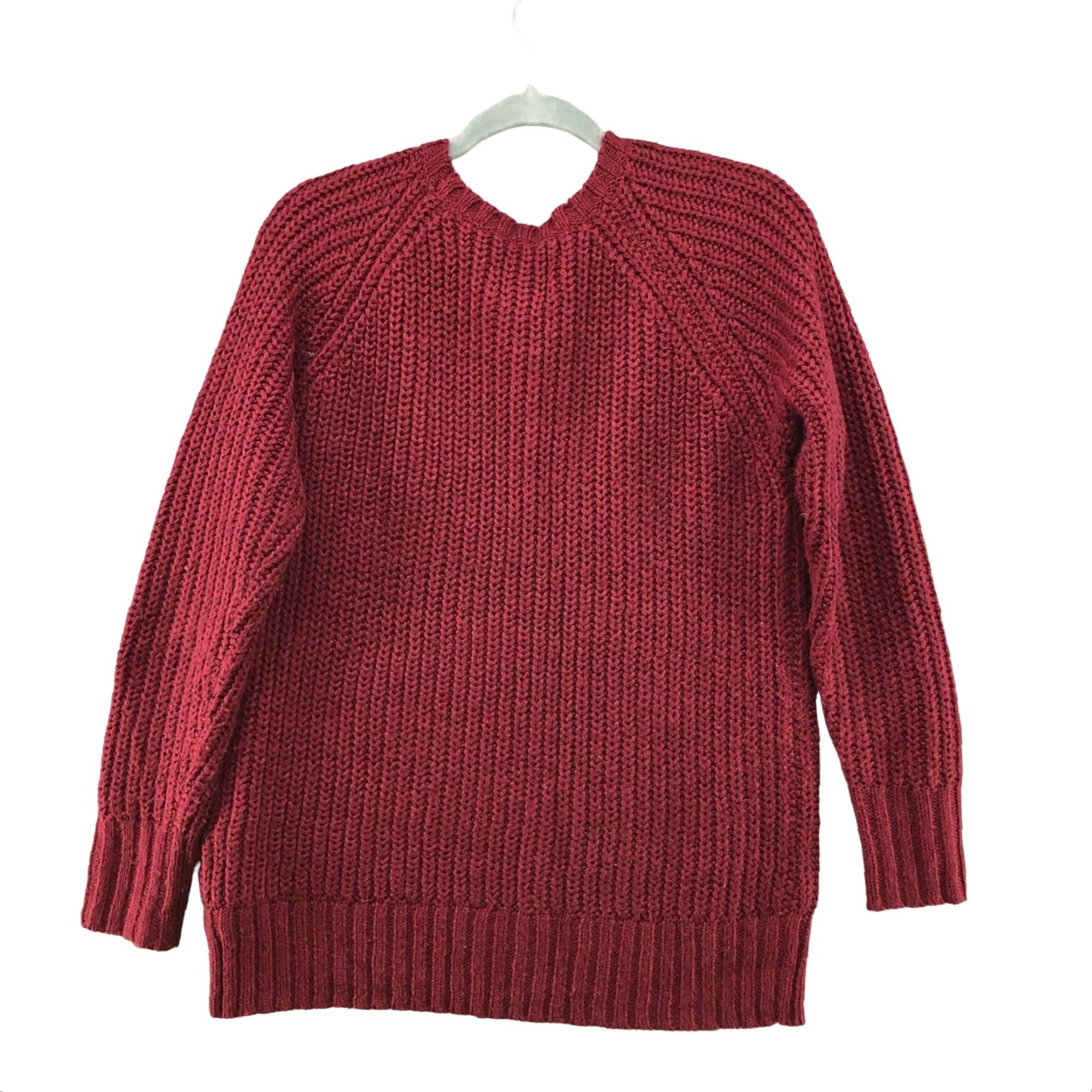 American Eagle Outfitters American Eagle Womens M Crewneck Wine Red Jegging Sweater Chunky Knit Size M / US 6-8 / IT 42-44 - 2 Thumbnail