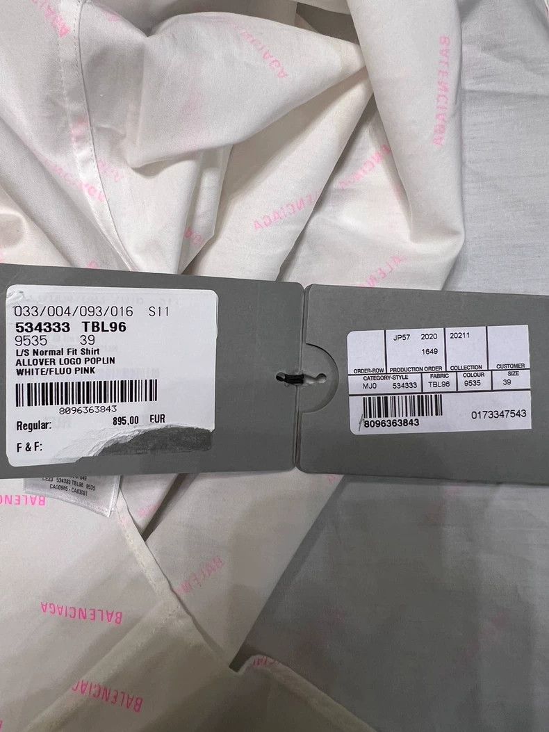 Balenciaga Balenciaga size 37 Pink Full Logo Barrage Shirt Size US XS / EU 42 / 0 - 9 Thumbnail