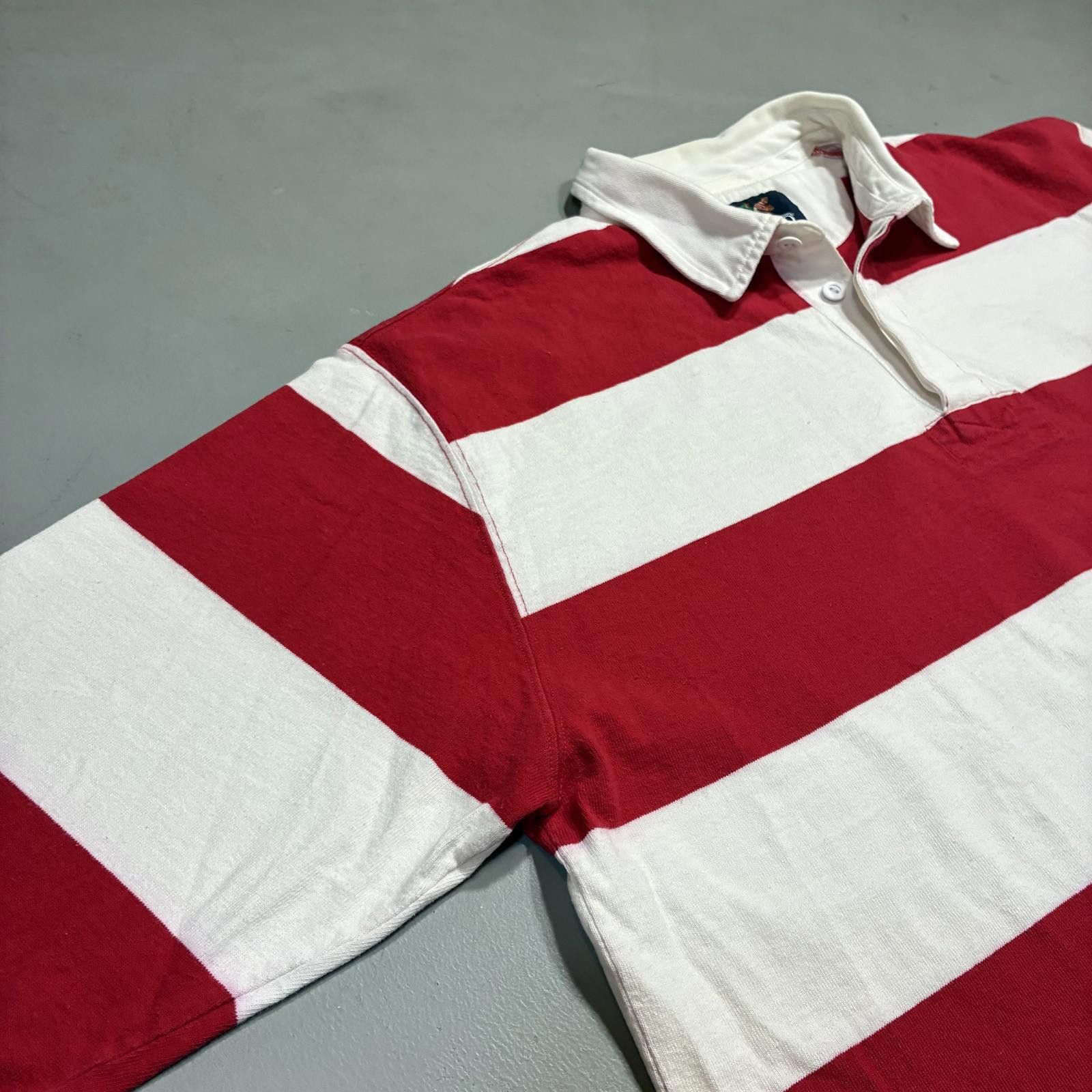 Lands' End Vintage 90s Lands End Striped Rugby Polo Shirt Men's XL Red Size US XL / EU 56 / 4 - 3 Thumbnail