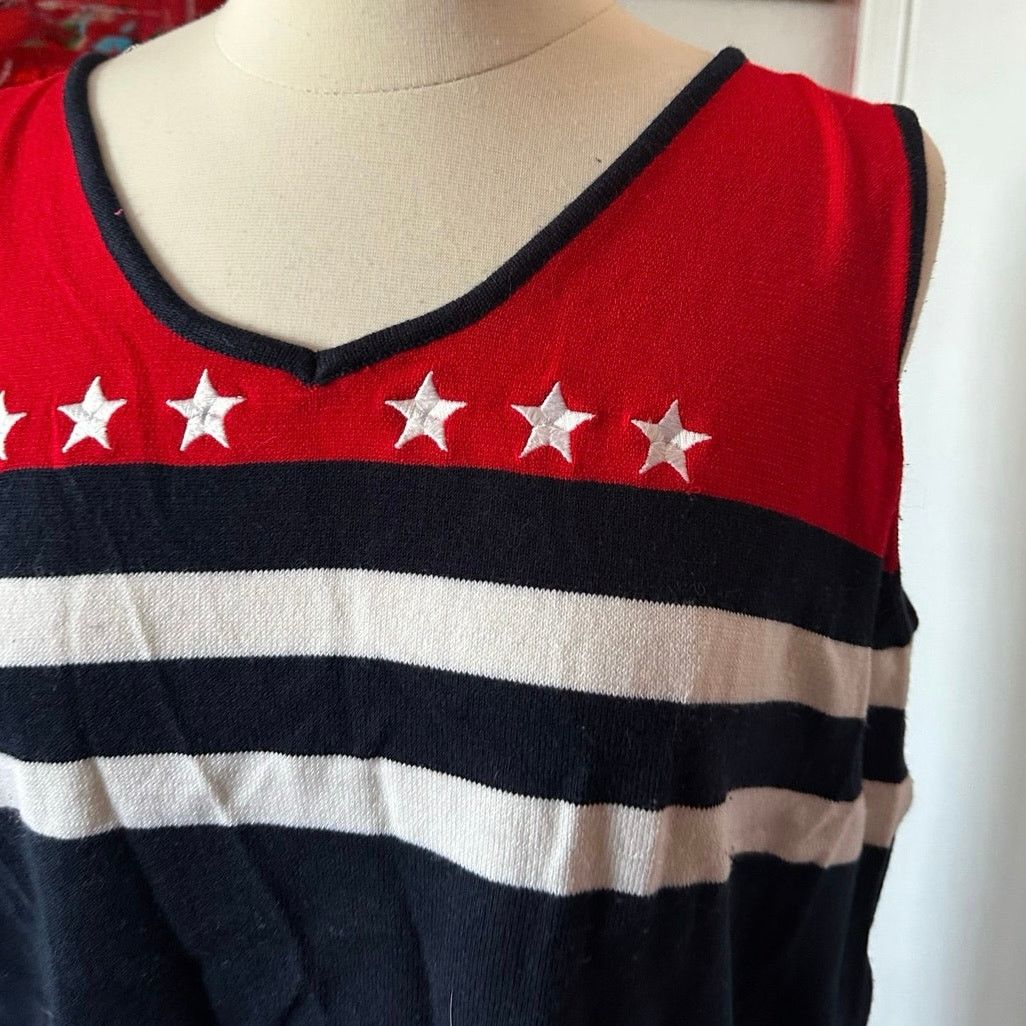 Other white stag red white blue star striped knit tank top Size XL / US 12-14 / IT 48-50 - 2 Thumbnail