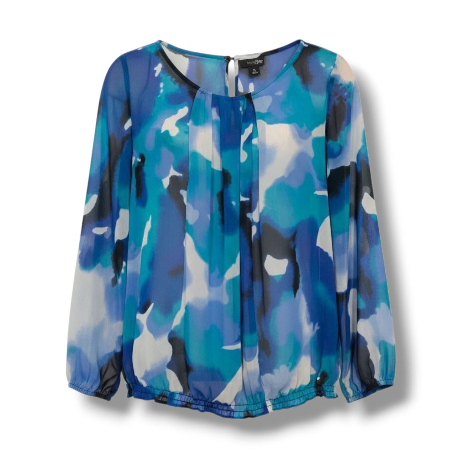 Other East 5th Women’s Blue Watercolor Semi-Sheer Blouse | Size M0 Size M / US 6-8 / IT 42-44 - 1 Thumbnail