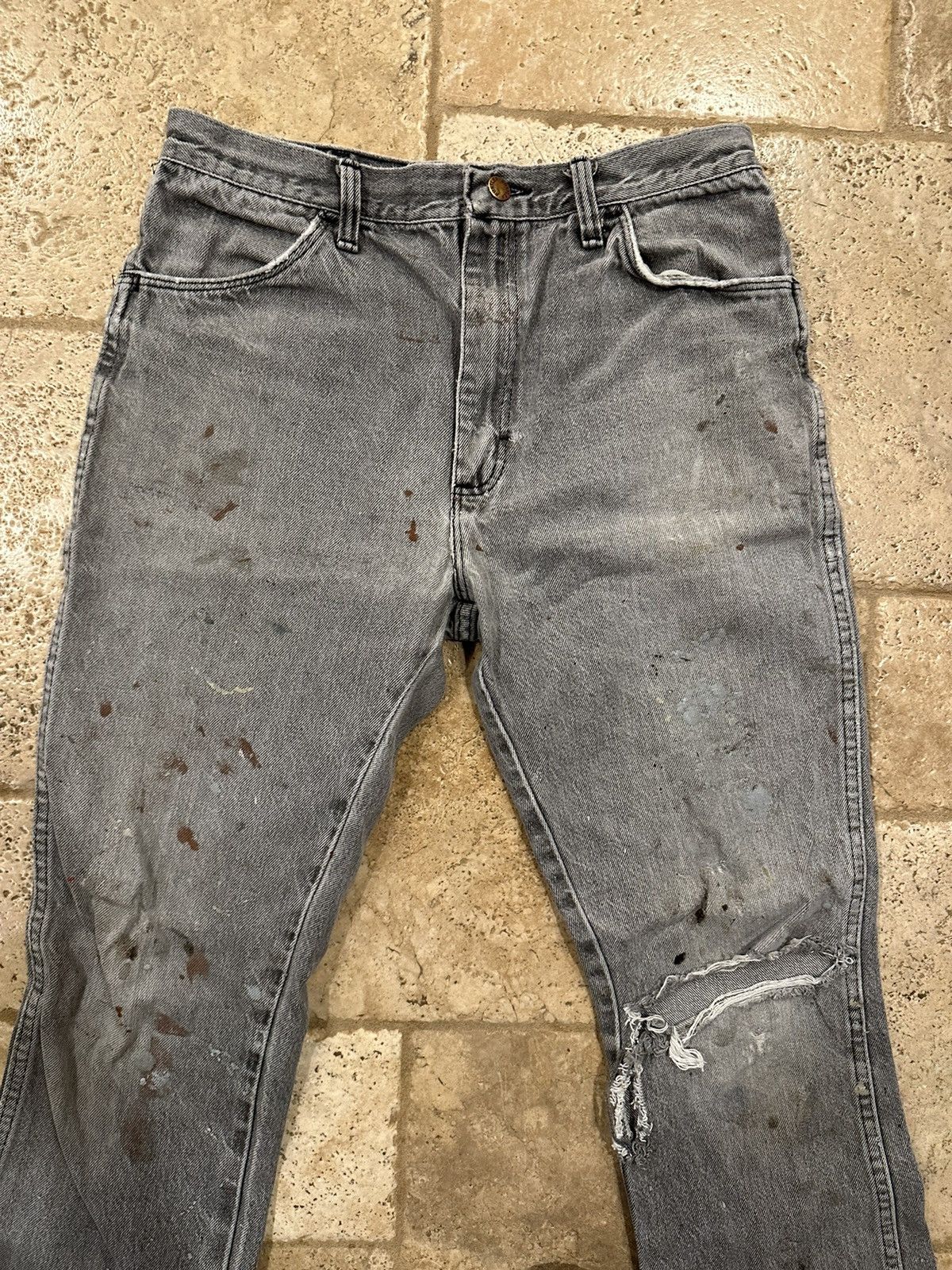 Rustler × Vintage Vintage Rustler Black faded Distressed Painter Denim Jeans Size US 32 / EU 48 - 7 Thumbnail