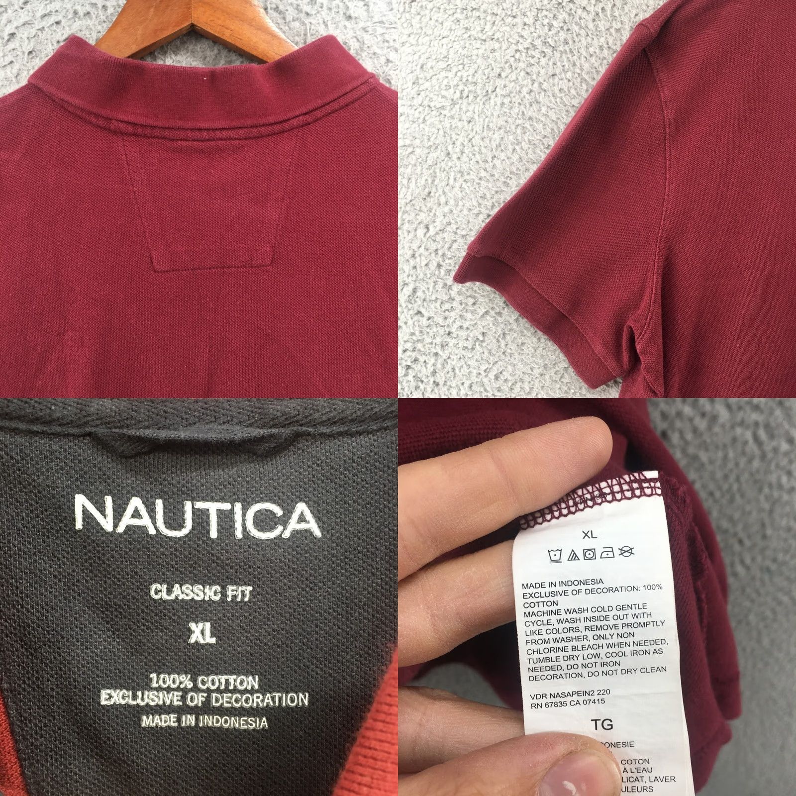 Nautica Nautica Polo Shirt Mens XL Burgundy Cotton Collared Short Sleeve 1/4 Button Shirt Classic Casual Size US XL / EU 56 / 4 - 8 Thumbnail