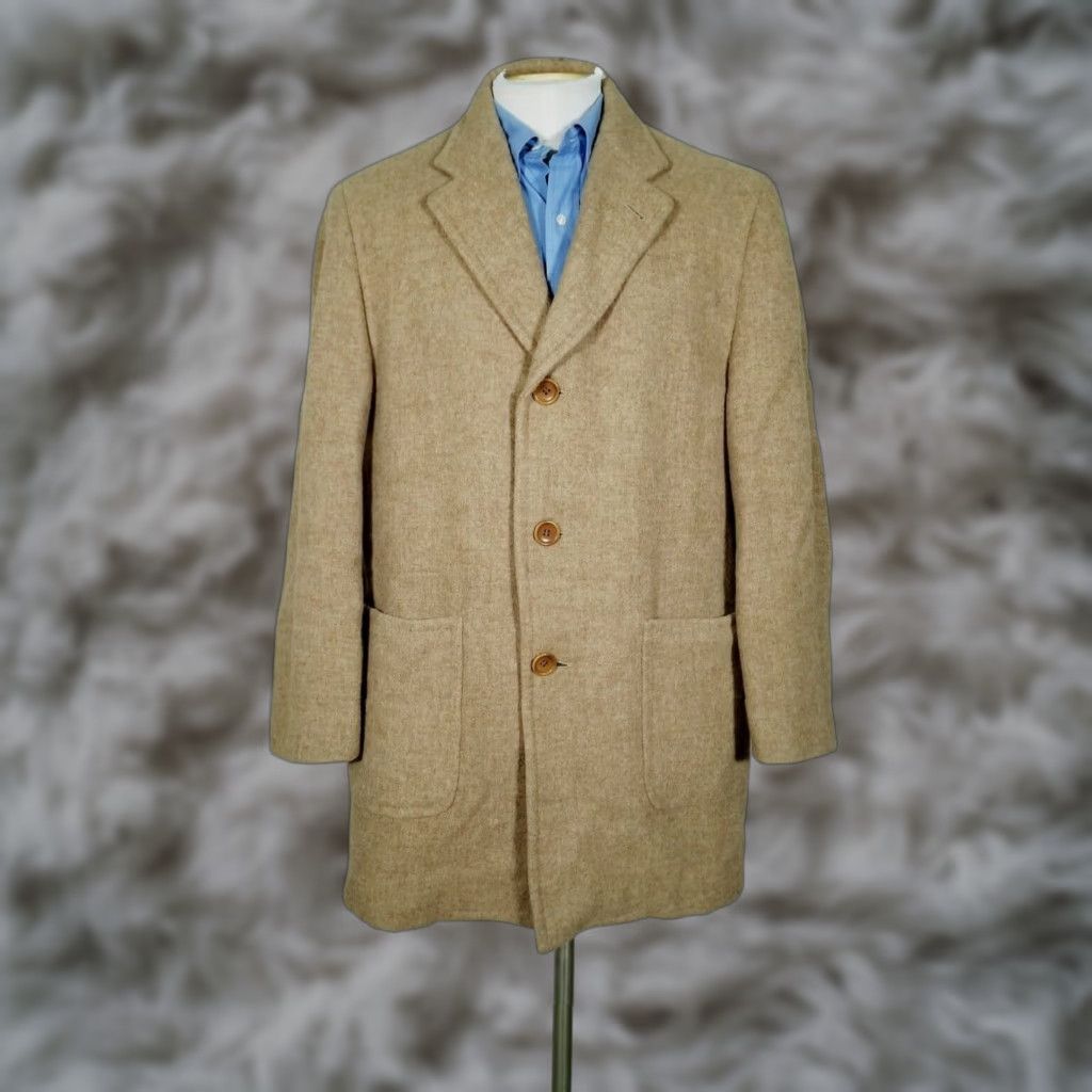 Canali Canali Coat Wool Brown Overcoat 40R Mens Classic Tweed Short 34" Lined Button Beige Tan Vintage No N/A Size US XXS / EU 40 - 1 Thumbnail
