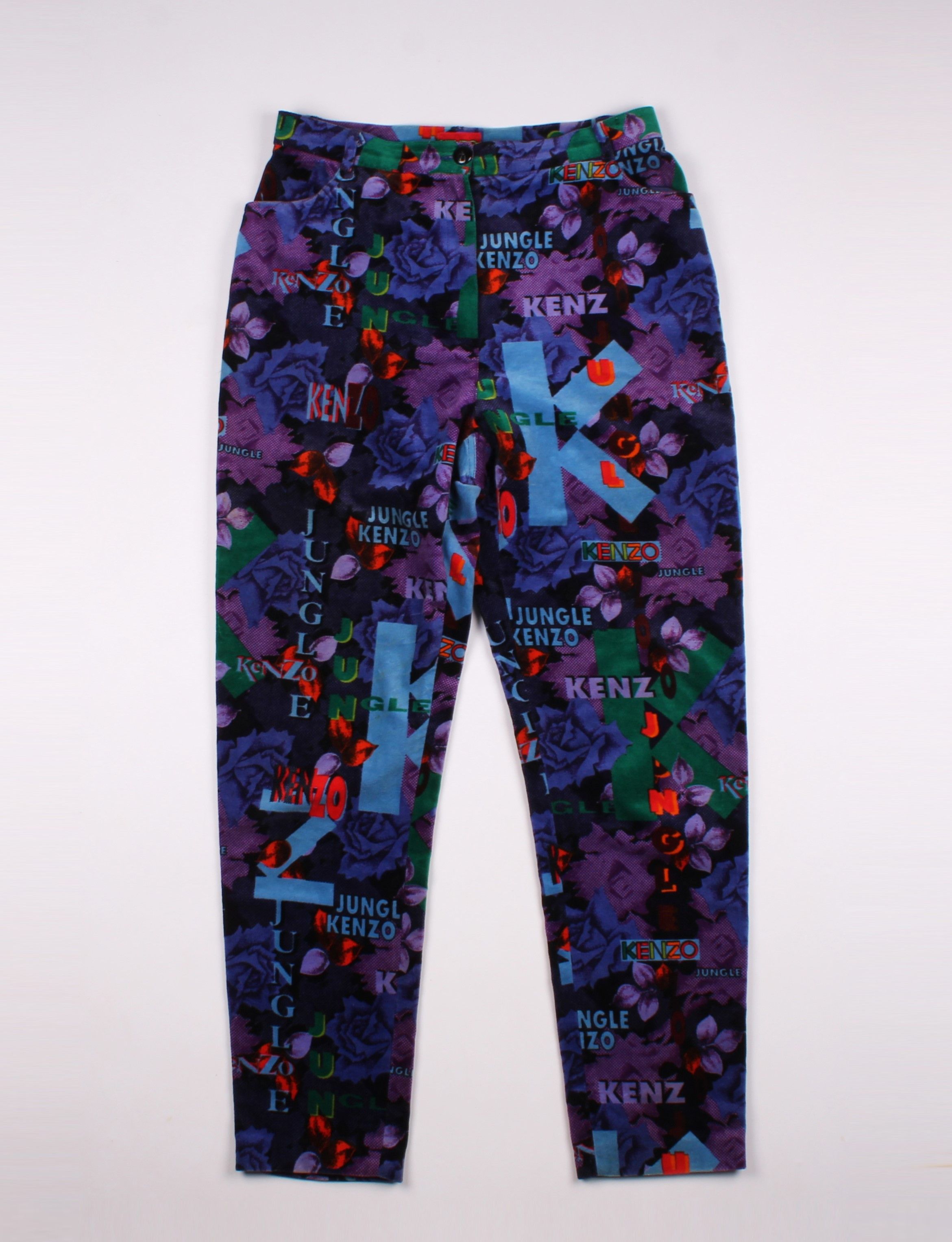 Kenzo × Vintage Vintage Kenzo Jungle 80's Velour Printed Pants Trousers Size 30" / US 8 / IT 44 - 1 Thumbnail
