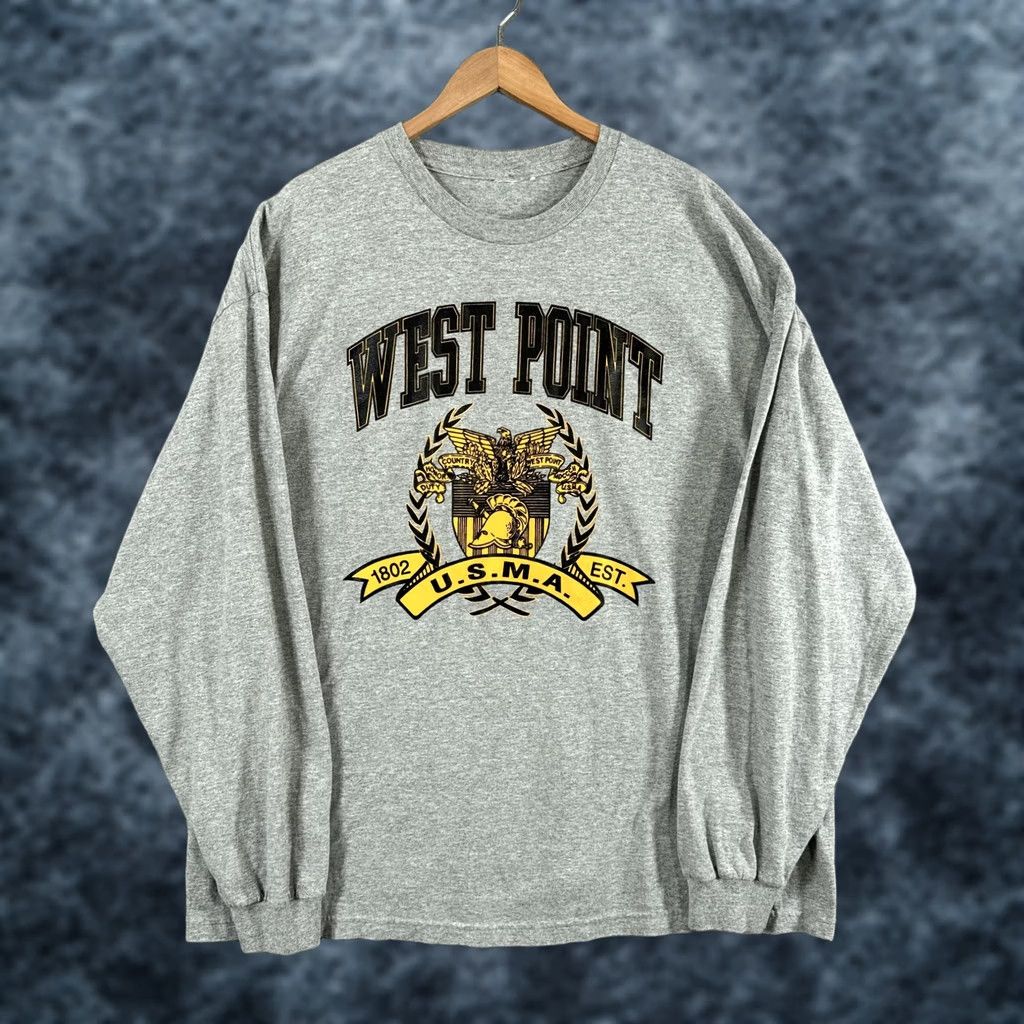 Vintage West Point Shirt Men 2XL Gray Long Sleeve USMA 1802 Military College Graphic Tee Size US XXL / EU 58 / 5 - 1 Thumbnail
