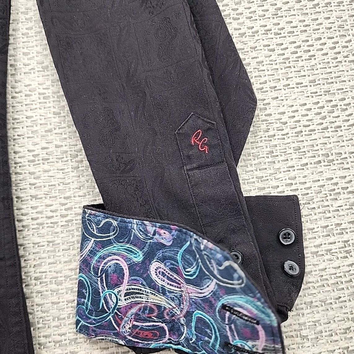 Robert Graham Robert Graham Shirt Mens XL Paisley Black Ghost Floral Art Flip Cuff Classic Fit Button-Up Size US XL / EU 56 / 4 - 4 Thumbnail