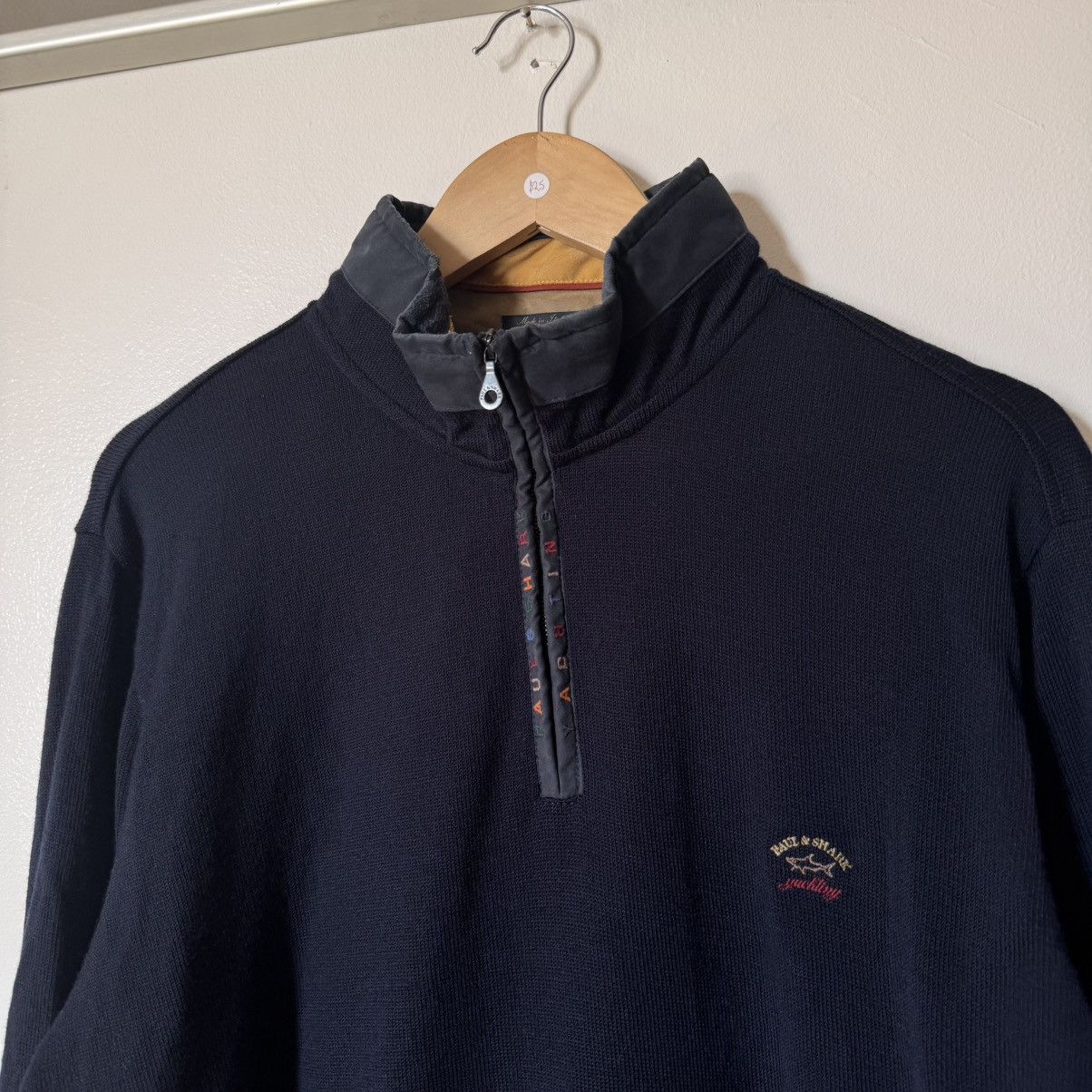 Paul & Shark × Paul Smith Paul & Shark collar spellout navy blue quarter-zip sweater Size US L / EU 52-54 / 3 - 1 Thumbnail