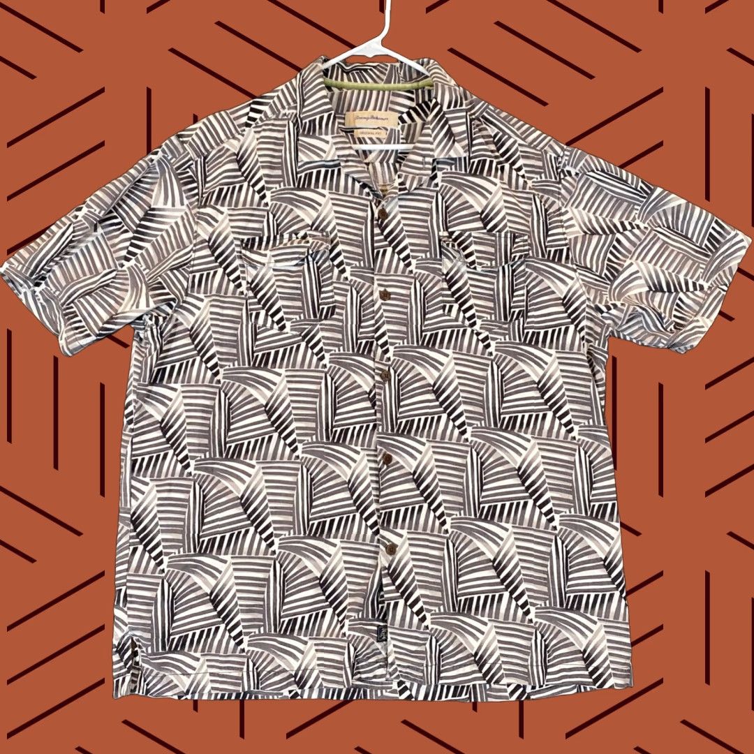 Tommy Bahama TOMMY BAHAMA Shirt Mens XL Gray Black Silk Floral Tropical Resort Button-Up Size US XL / EU 56 / 4 - 1 Thumbnail