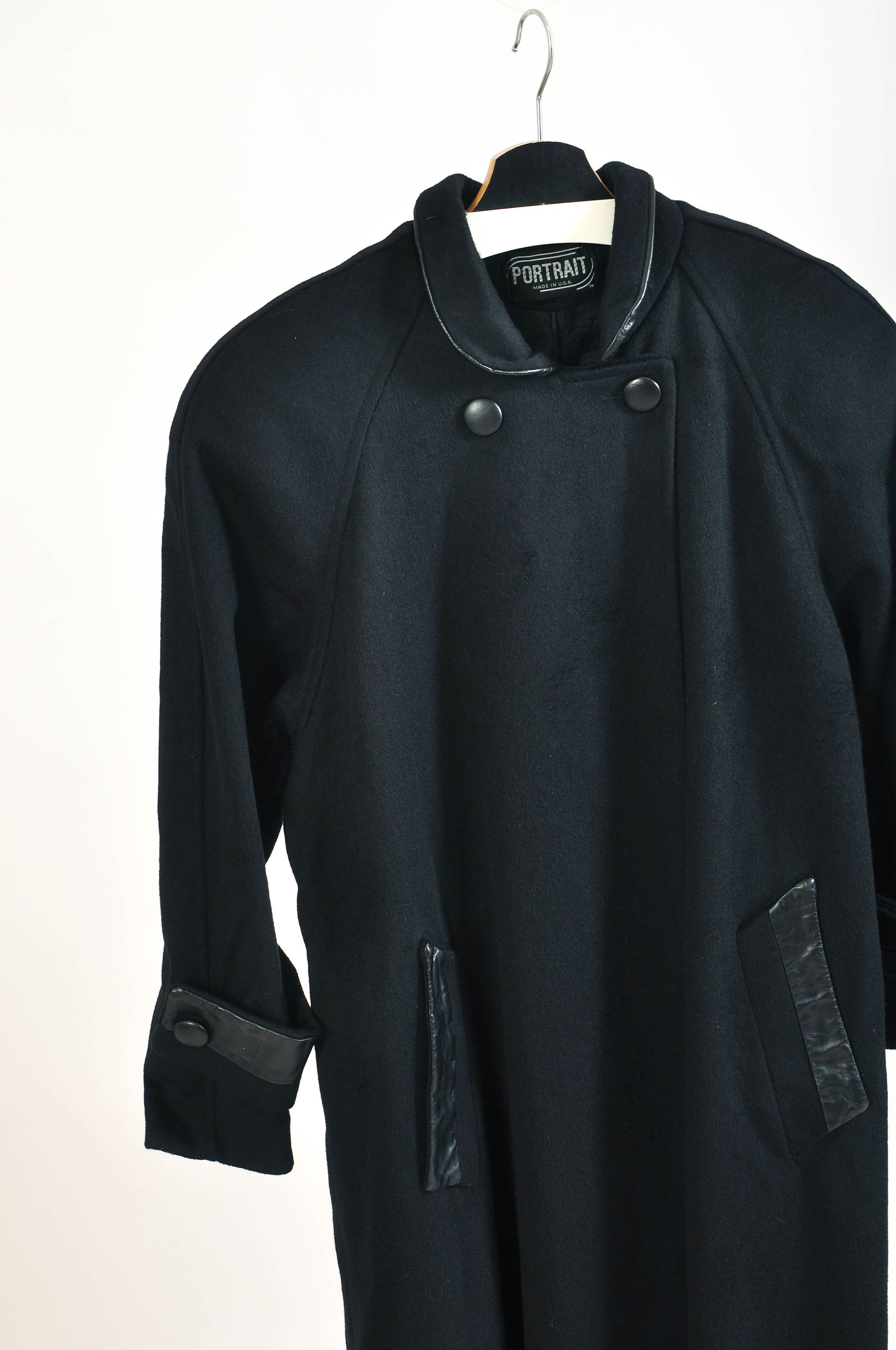 Other Vintage 80s maxi wool coat in black Size L / US 10 / IT 46 - 2 Thumbnail