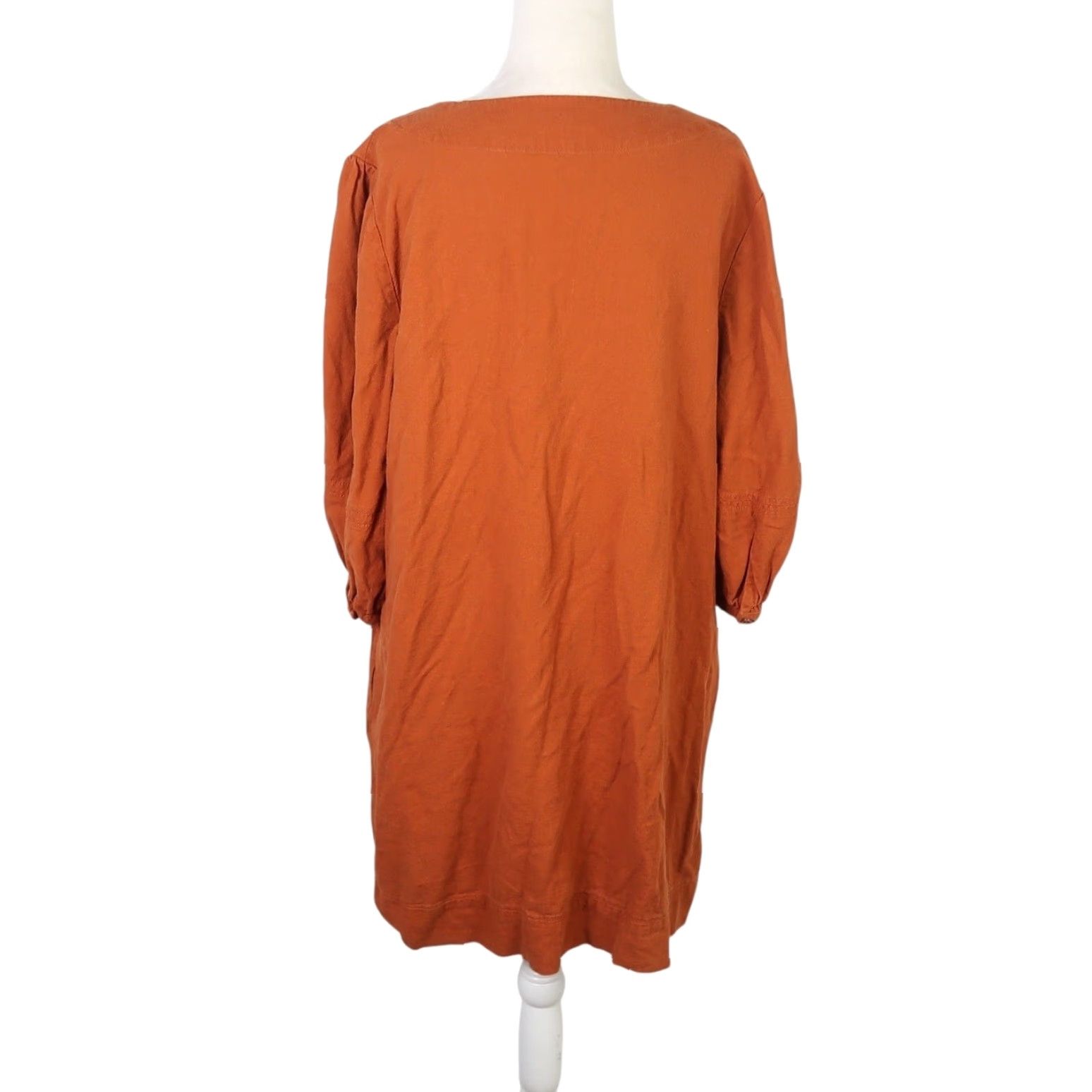 Vintage Who What Wear dress rust orange lace-up linen blend mini L Size L / US 10 / IT 46 - 4 Thumbnail