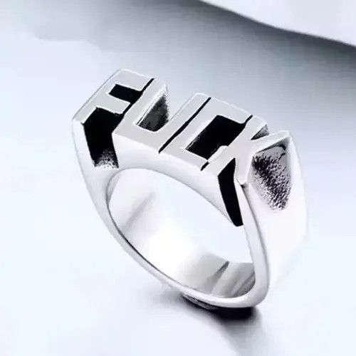 Other Vintage Fuck Ring Art Silver Punk Rock Jewelry Rings Size ONE SIZE - 2 Thumbnail
