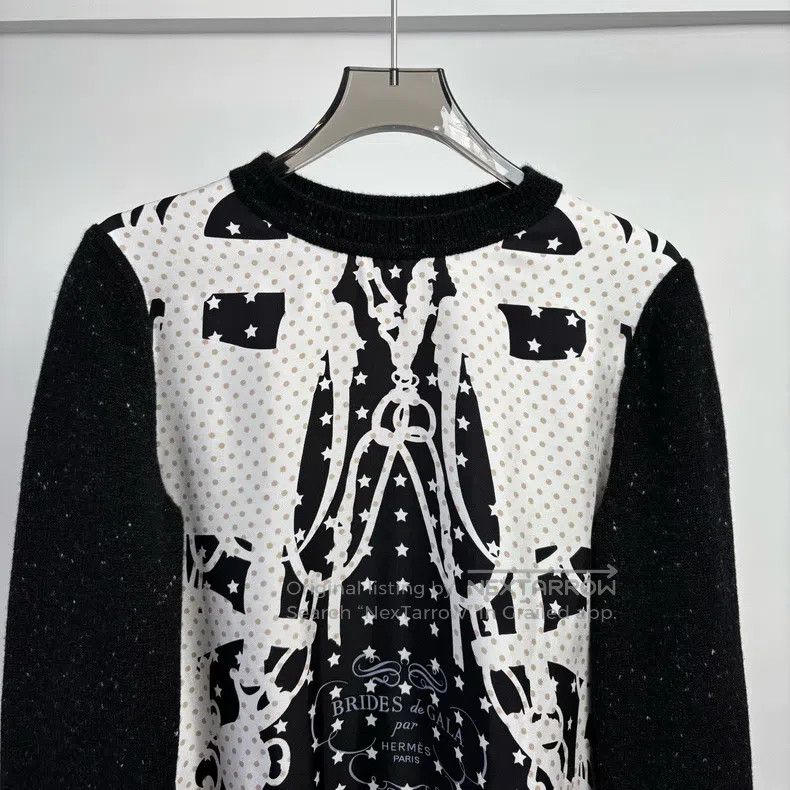 Hermes Hermes Black and White Color Goat Cashmere Knit Top Size XS / US 0-2 / IT 36-38 - 3 Thumbnail