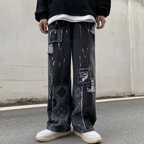 Other Bandana Patchwork Straight Leg Baggy Jeans Size US 30 / EU 46 - 1 Thumbnail