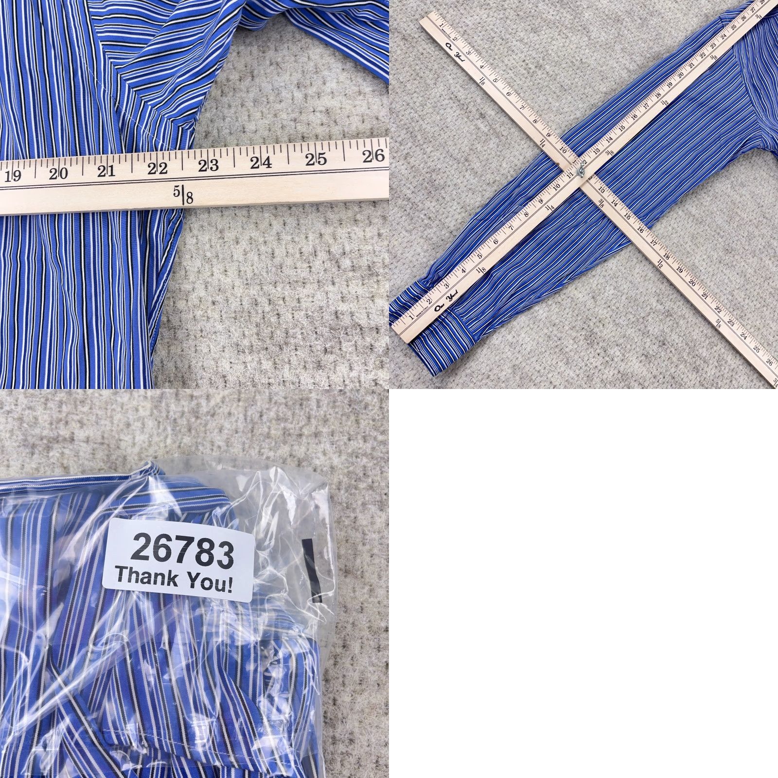 Ralph Lauren Ralph Lauren Shirt Men Large Blue Custom Fit Button Up Striped Poplin Dress A83 Size 42R - 9 Thumbnail