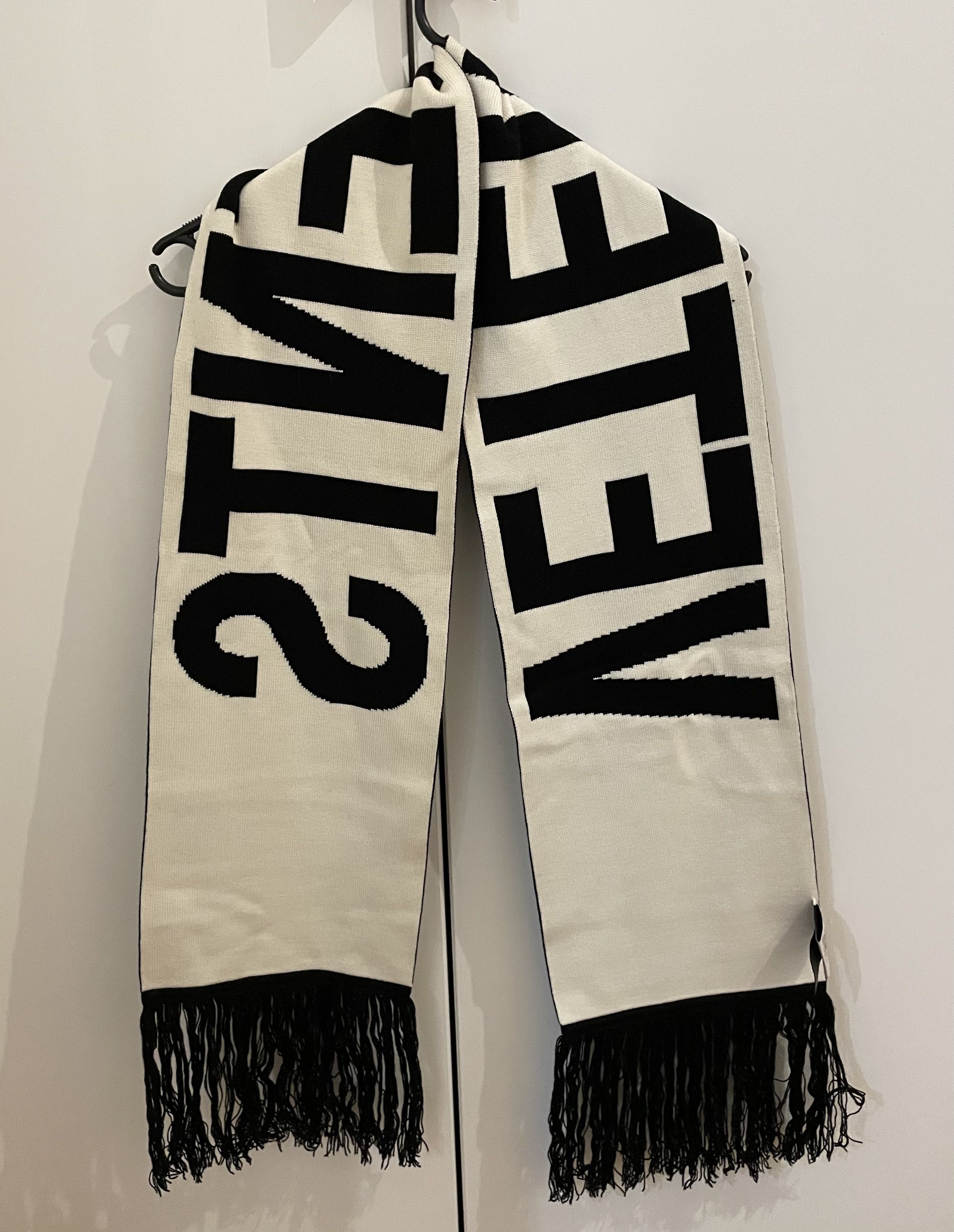 Vetements VETEMENTS logo-print fringed scarf "Black/White" Size ONE SIZE - 3 Thumbnail