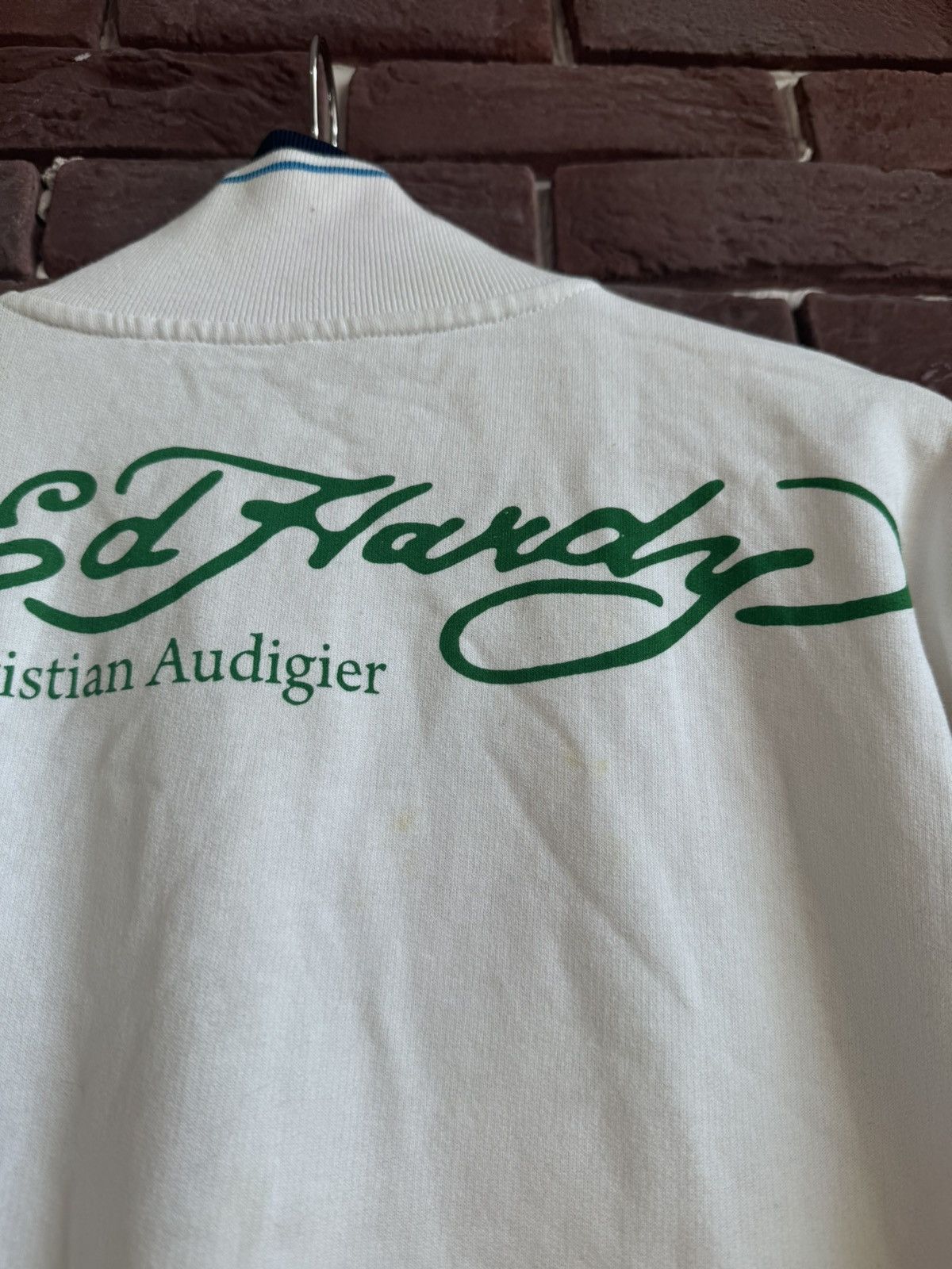 Christian Audigier Rare Ed Hardy Zip Sweatshirt Rhinestones Logo All Over Print Size US L / EU 52-54 / 3 - 11 Thumbnail
