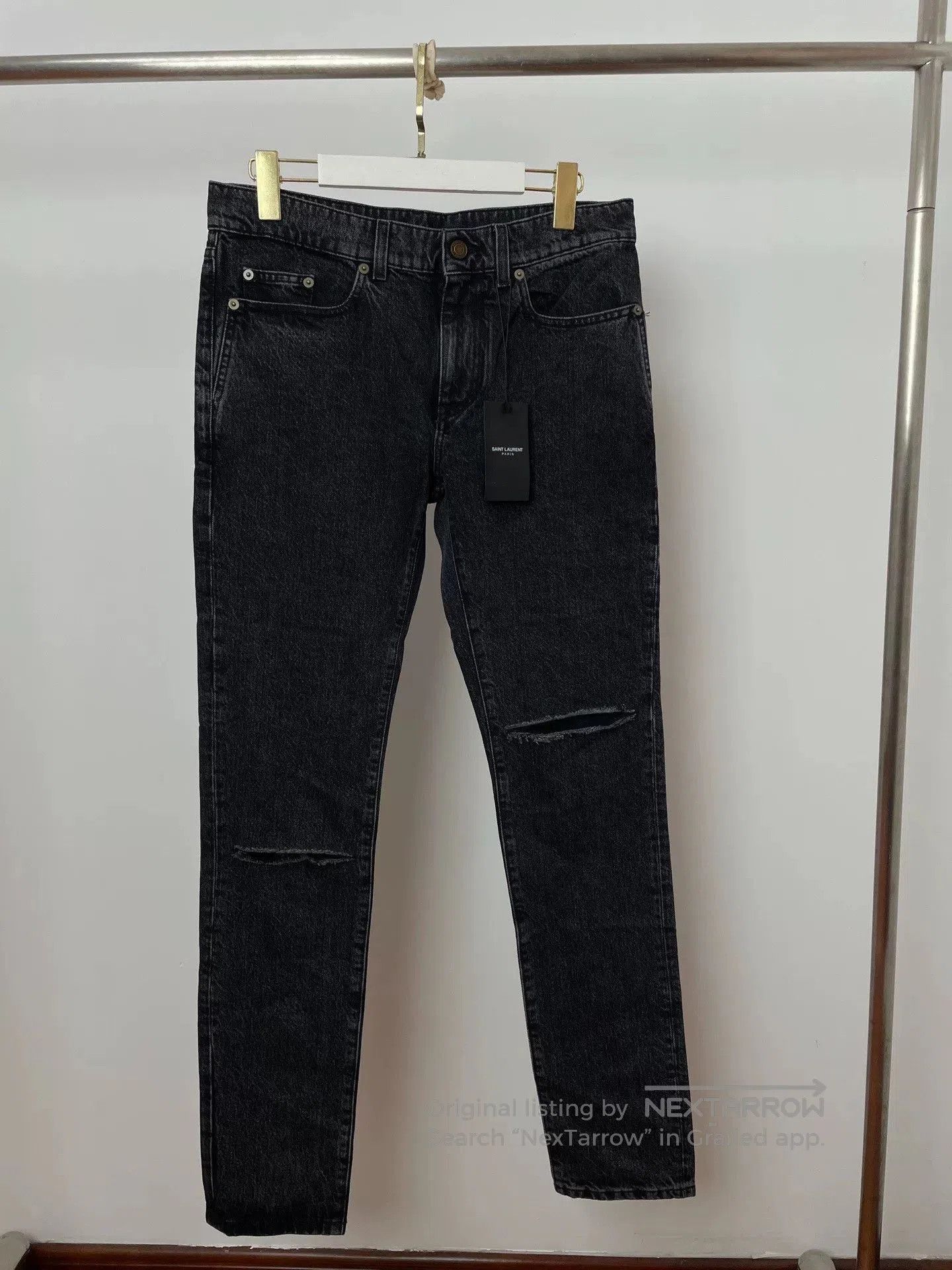 Saint Laurent Paris Saint Laurent SLP D02 Black Distressed Jeans. Size US 30 / EU 46 - 1 Thumbnail