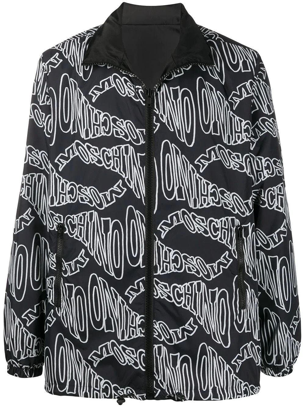 Moschino o1y0225 Logo Turtleneck Jacket in White/Black Size US M / EU 48-50 / 2 - 1 Thumbnail