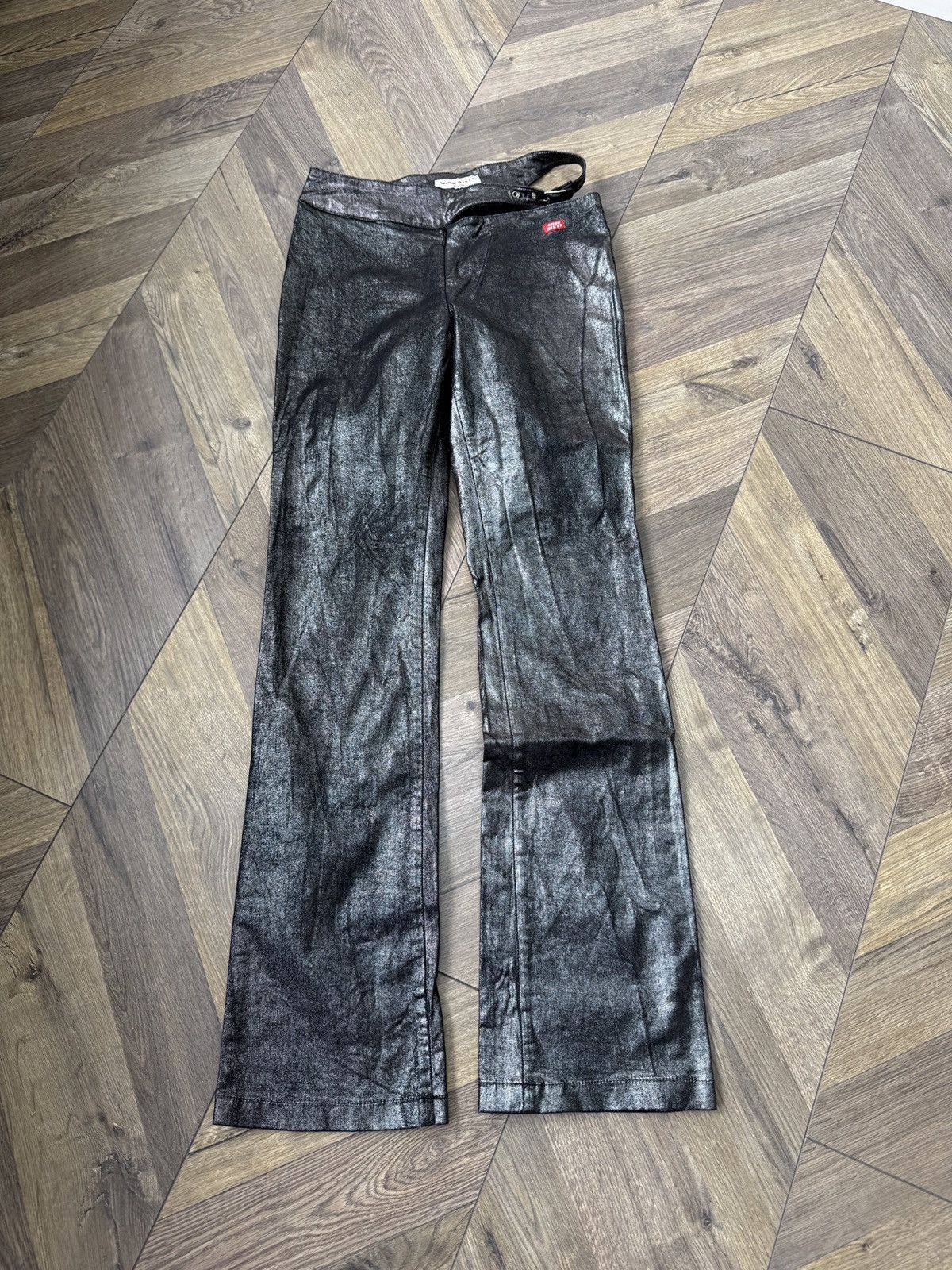 Miss Sixty Vintage Miss Sixty Metallic Coated Pants Flare Bootcut Y2K Size 29" - 2 Thumbnail