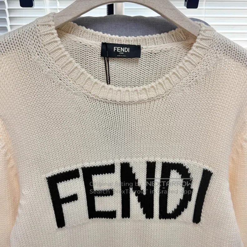 Fendi Fendi Knit sweater, wool sweater with flower logo, beige Size US L / EU 52-54 / 3 - 3 Thumbnail