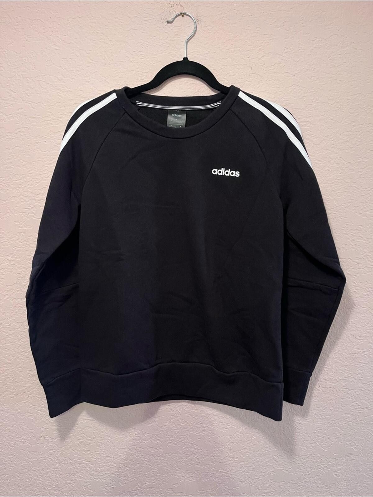 Adidas Adidas Black Crewneck with White Shoulder Stripes. Dri Fit. Size S / US 4 / IT 40 - 2 Thumbnail