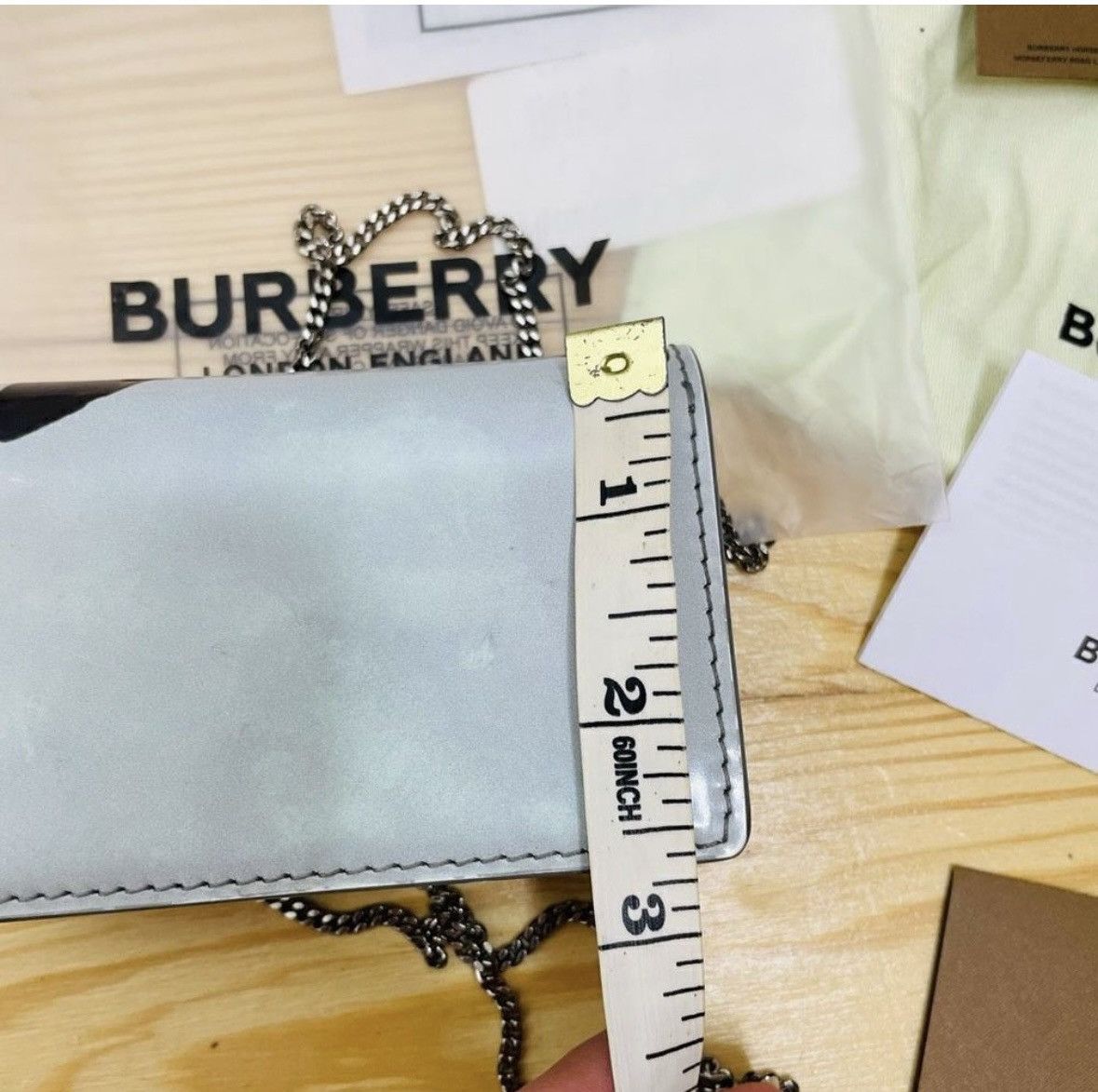 Burberry Burberry White Deer Leather Wallet on Chain Brown Size ONE SIZE - 7 Thumbnail
