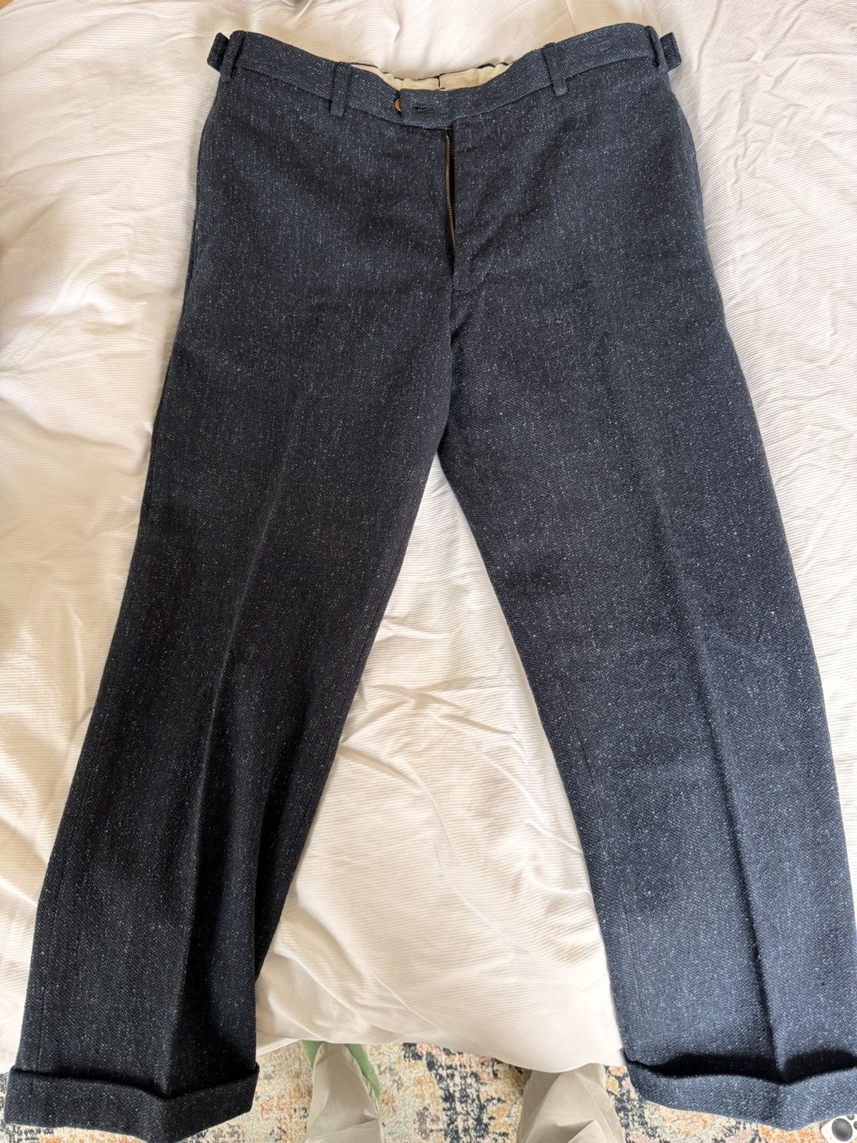 Visvim Visvim navy tweed wool cropped pants Size US 34 / EU 50 - 1 Thumbnail