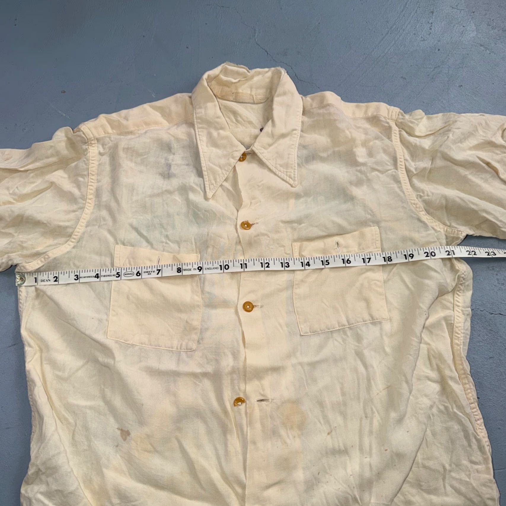 Nat Nast VTG Nat Nast Shirt 1950s Button-Up Short Sleeve Collared Silk Cotton Gabardine Rayon Yellow Mens M Retro 50s Rockabilly Embroidered Pleated Rare Size US M / EU 48-50 / 2 - 7 Thumbnail
