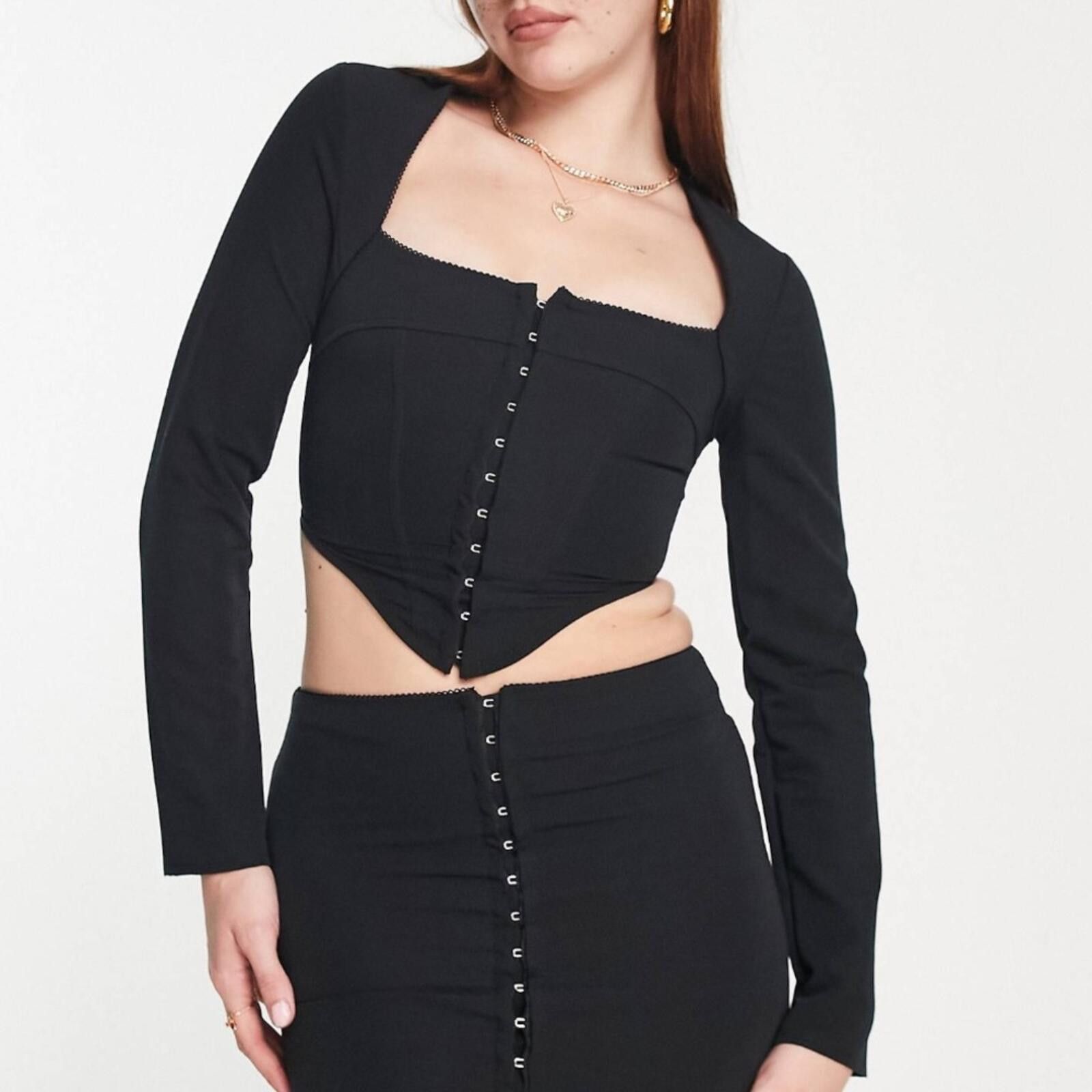 Armani Collezioni Collusion / Corset Detail Crop Top / Black Size S / US 4 / IT 40 - 1 Thumbnail