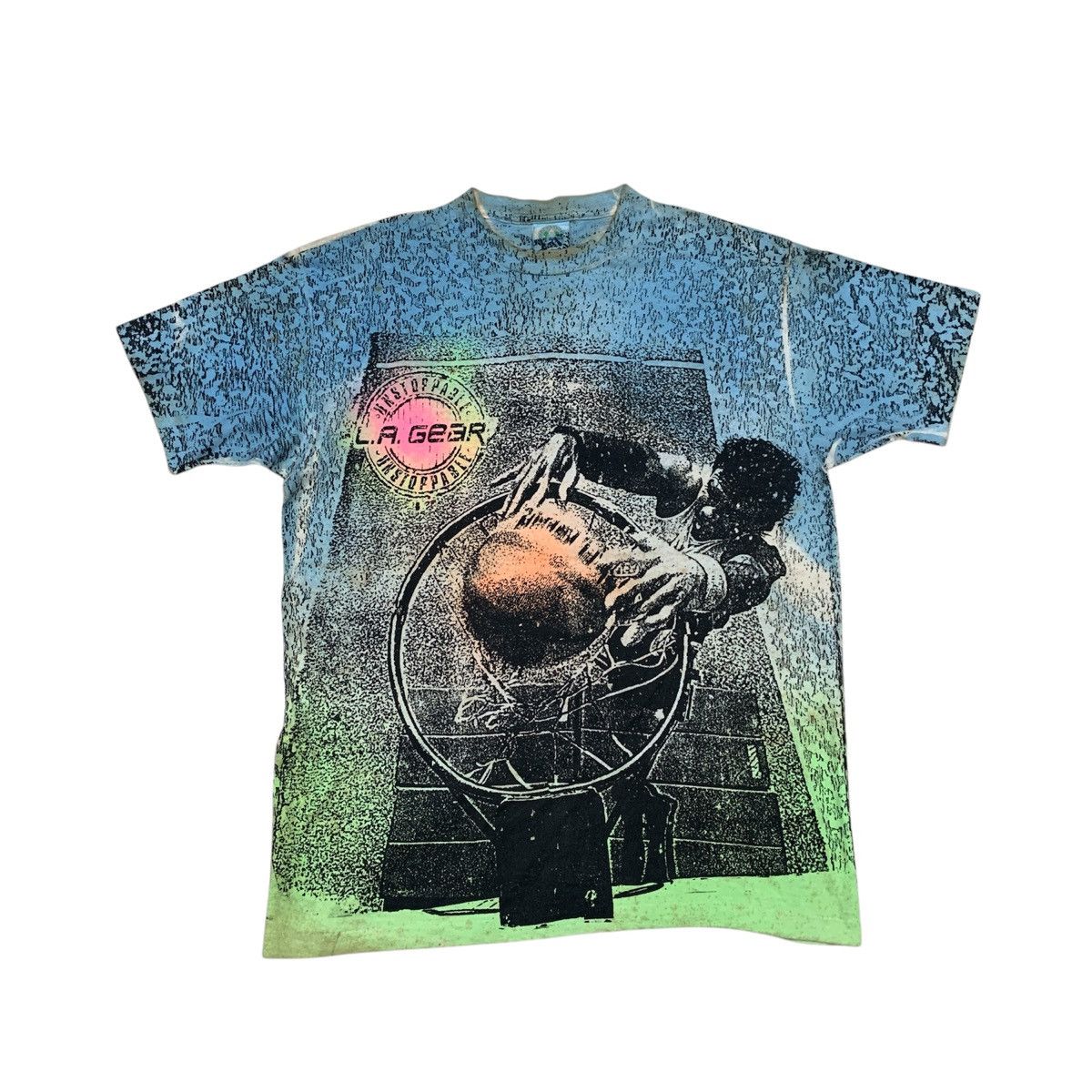 La Gear × Vintage Vtg LA Gear Hakeem Olajuwon All Over Print Shirt Size US L / EU 52-54 / 3 - 1 Thumbnail