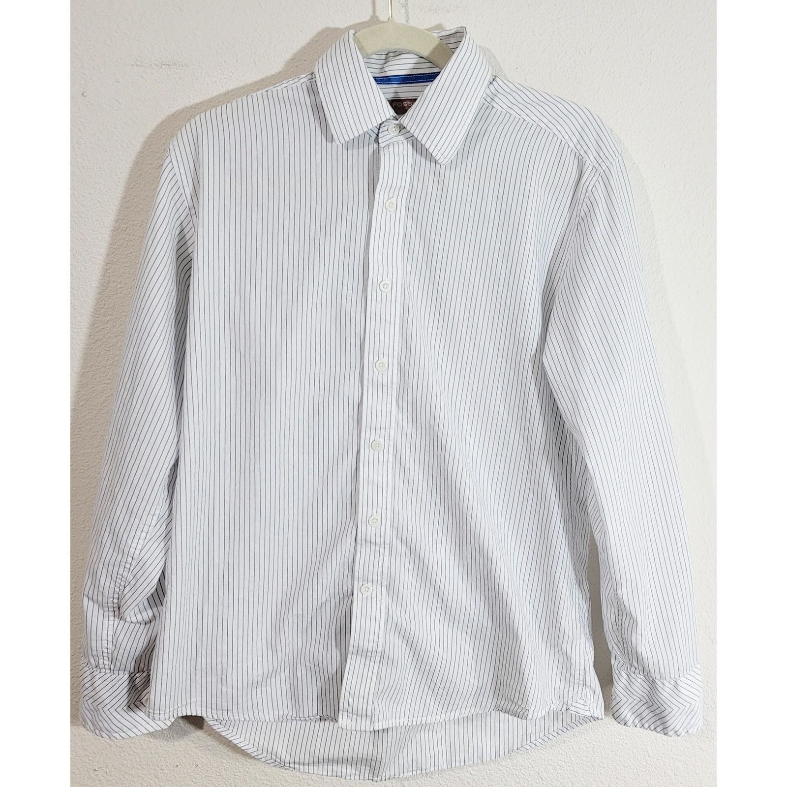 Fossil Fossil White Blue Striped Pointed Collar Button Shirt Medium Size US M / EU 48-50 / 2 - 7 Thumbnail