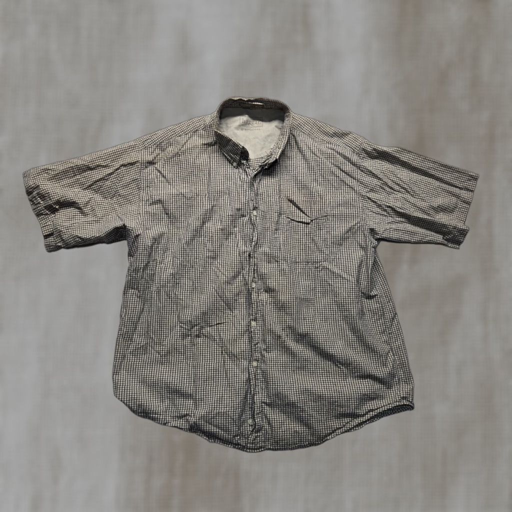 Haggar Haggar Shirt Button-Up Short Sleeve Adult XL Brown Check-Pattern Cotton Casual Front Pocket Men Size US 36 / EU 52 - 1 Thumbnail