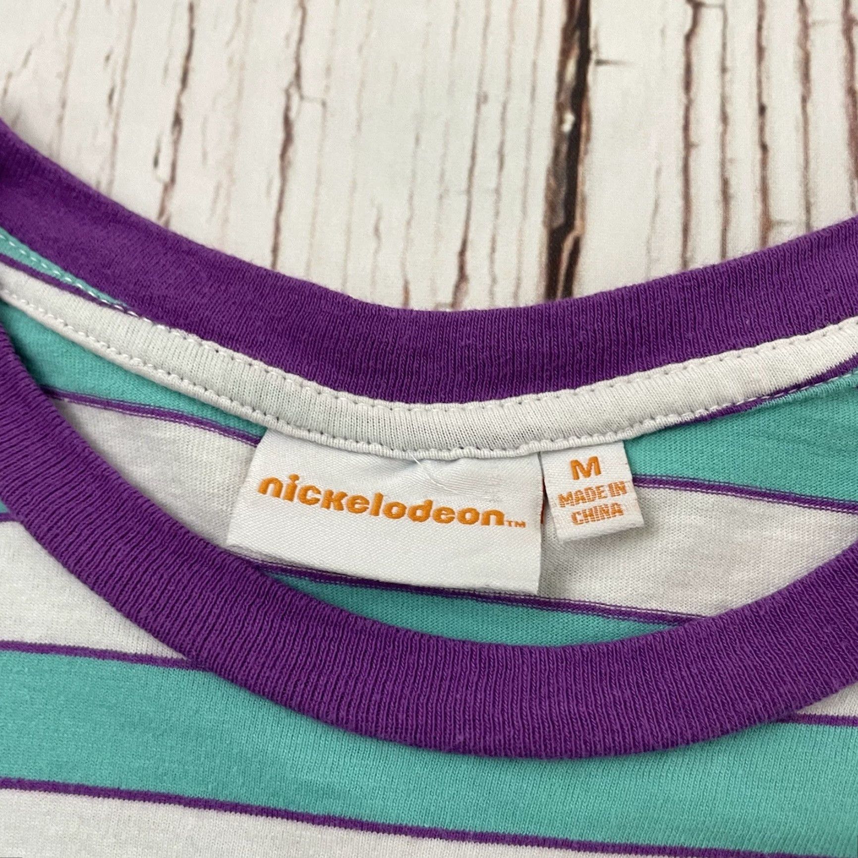 Nickelodeon Nickelodeon Rugrats Striped T-Shirt Short Sleeve Men M Purple Green Size US M / EU 48-50 / 2 - 2 Thumbnail