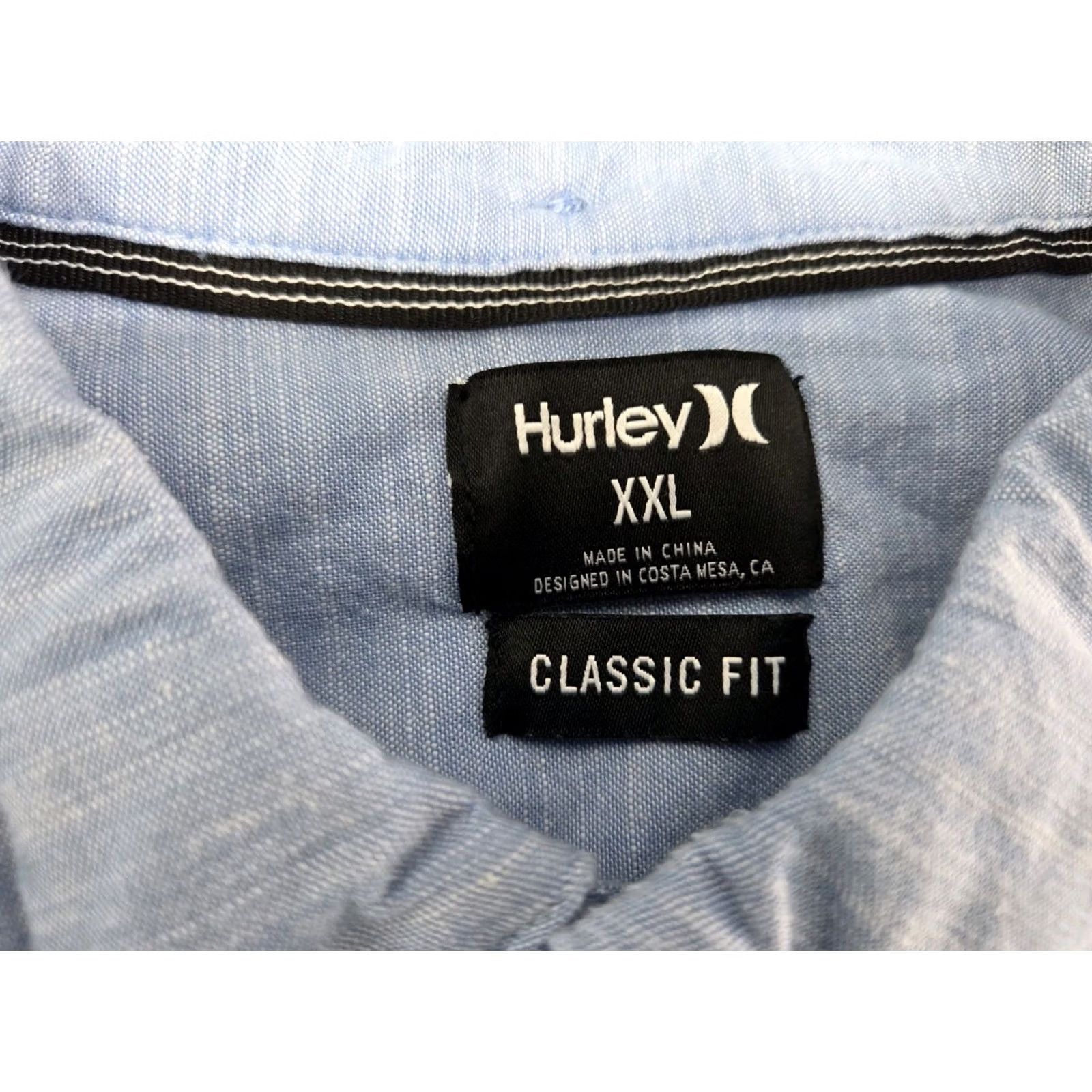 Hurley Hurley Mens Short Sleeve Button-Up Shirt Blue Classic Fit 2XL Regular Cotton Button-Down Size US XXL / EU 58 / 5 - 3 Thumbnail