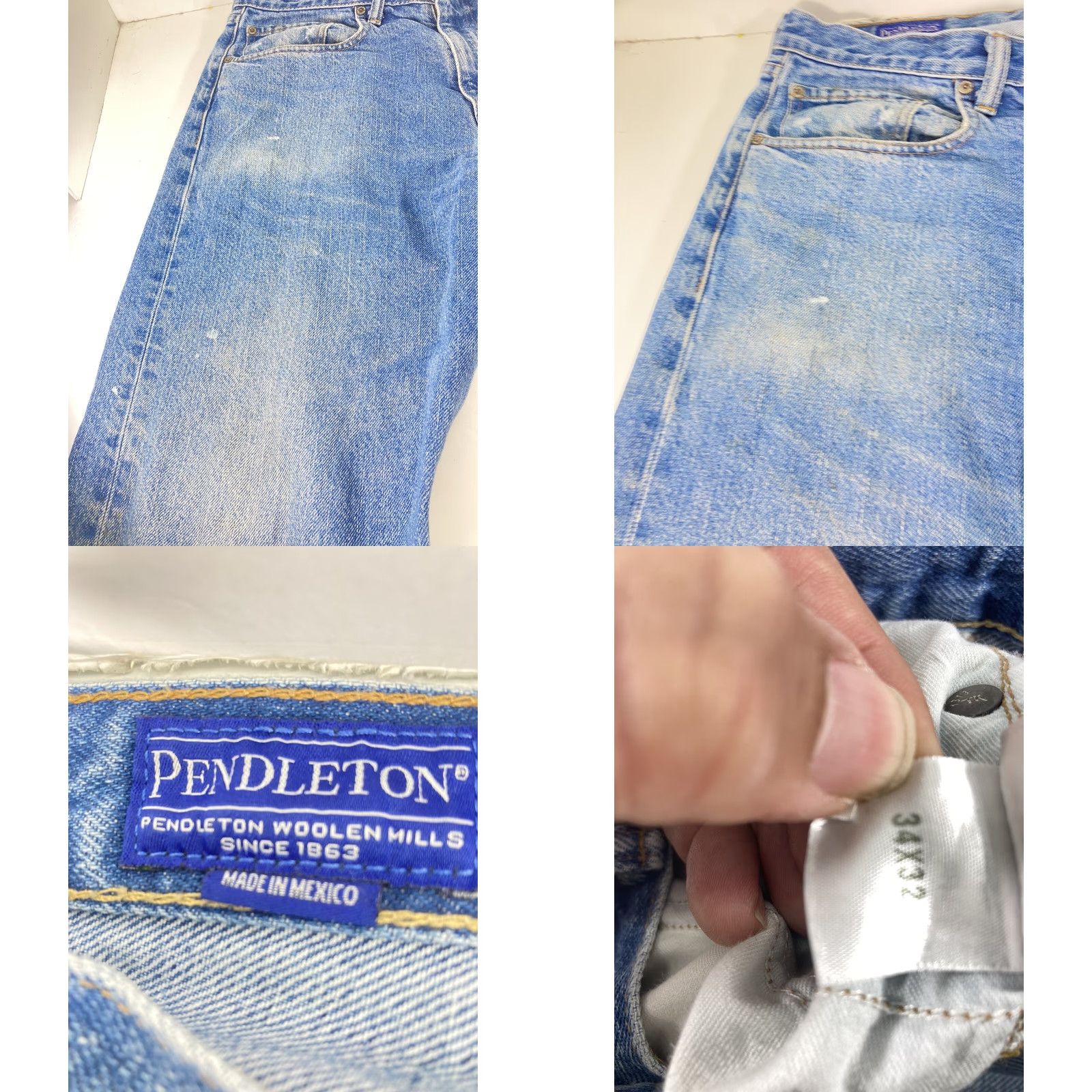 Pendleton Pendleton Jeans Men 34X32 Blue Denim Relaxed Straight Distressed Jeans Mens 34 Waist 32 Inseam Denim Blues Straight Distressed Size US 34 / EU 50 - 8 Thumbnail