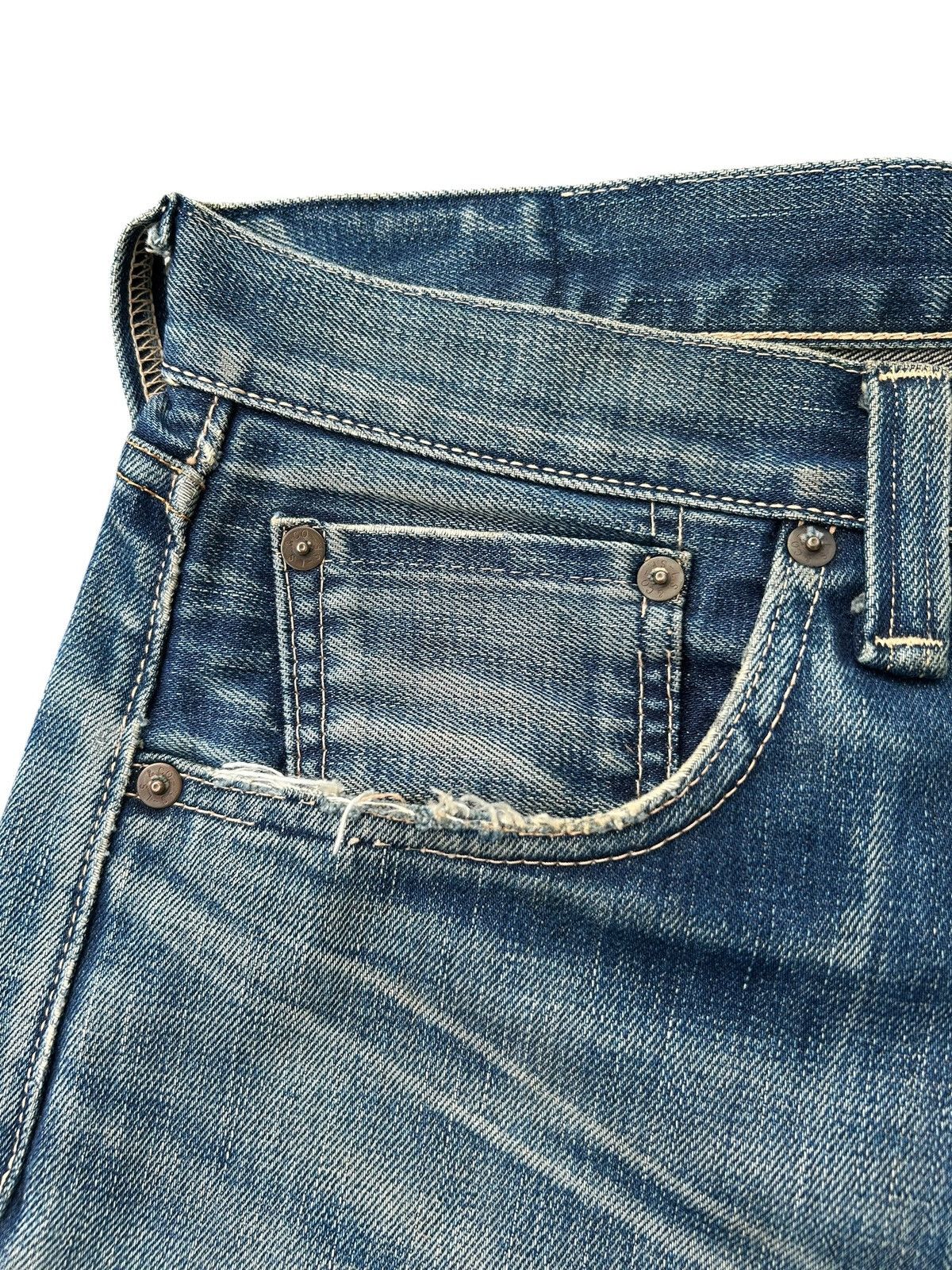 Kapital Vintage Levis Big E Selvedge Distressed Denim Jeans Size US 30 / EU 46 - 5 Thumbnail