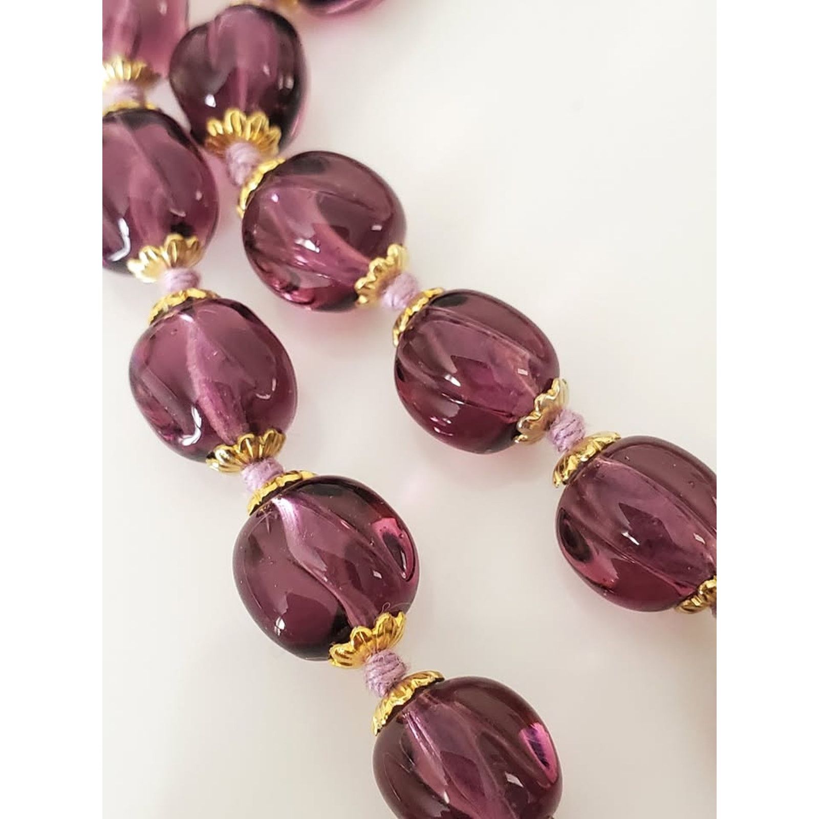 Other Vintage Purple Glass Knotted Bead Necklace Size ONE SIZE - 4 Thumbnail