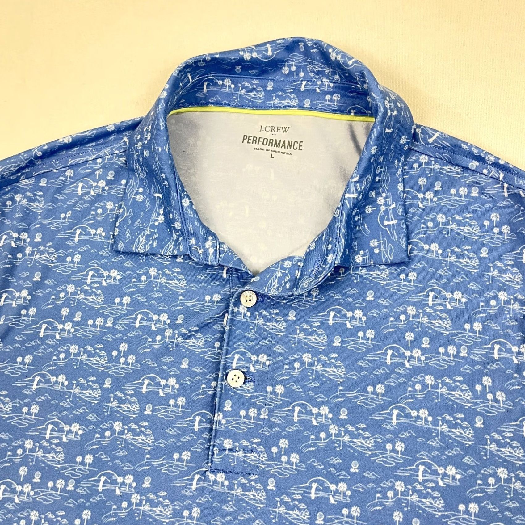 J.Crew VINTAGE None J.CREW Polo Shirt Mens Large Blue AOP All Over Golf Performance Stretch Preppy Shirt Mens Regular Blue 12? Size US L / EU 52-54 / 3 - 2 Thumbnail