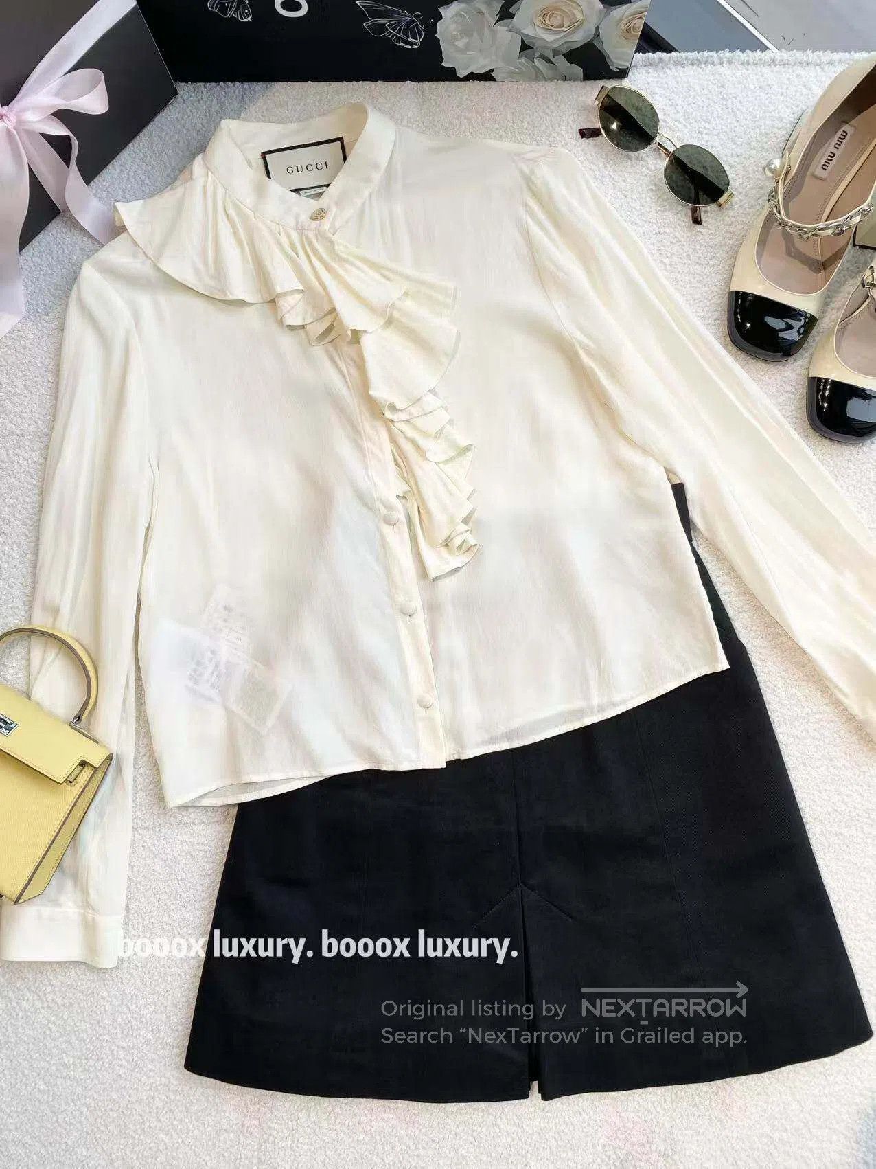 Gucci Guicci Double G gold buttoned shirt| Size XS / US 0-2 / IT 36-38 - 1 Thumbnail
