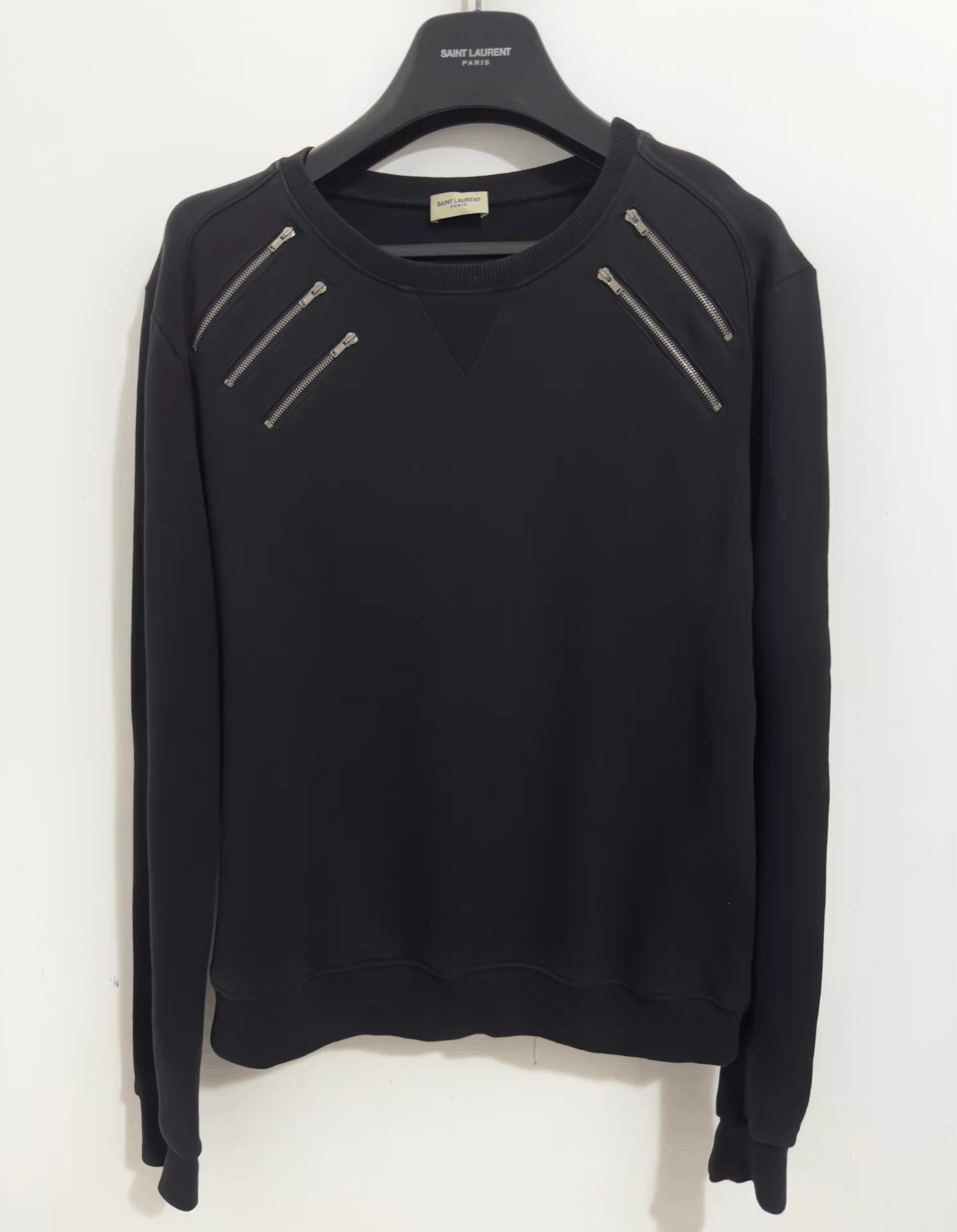 Saint Laurent Paris SLP HediSlimane 15fw Black Five-Zip Crewneck Sweatshirt M Size US M / EU 48-50 / 2 - 1 Thumbnail