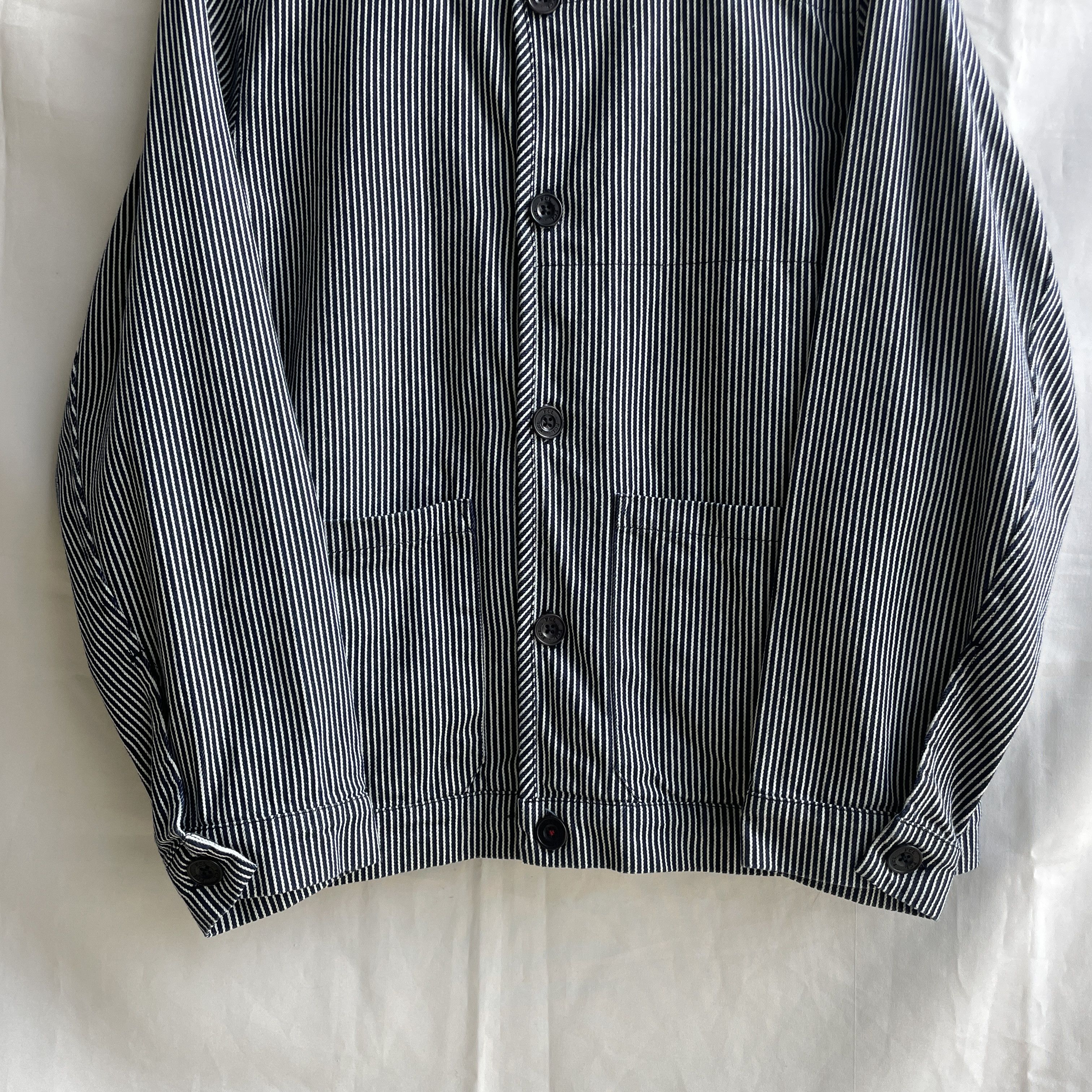 Other Finnieston Collarless Hickory Stripe Chore Work Jacket Size US M / EU 48-50 / 2 - 5 Thumbnail