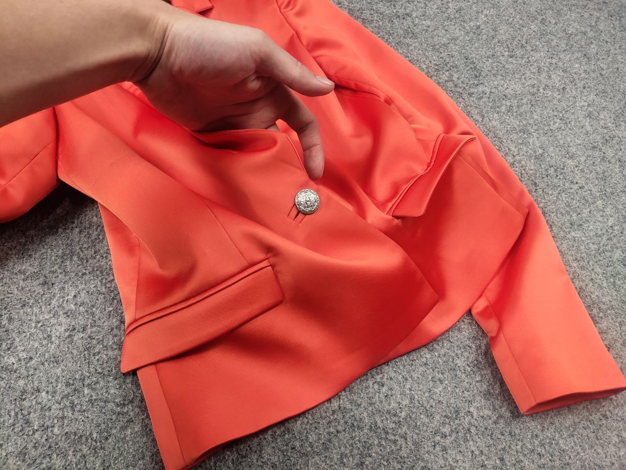 Just Cavalli Just Cavalli Italy One Button Orange satin Blazer Jacket Size S / US 4 / IT 40 - 13 Thumbnail