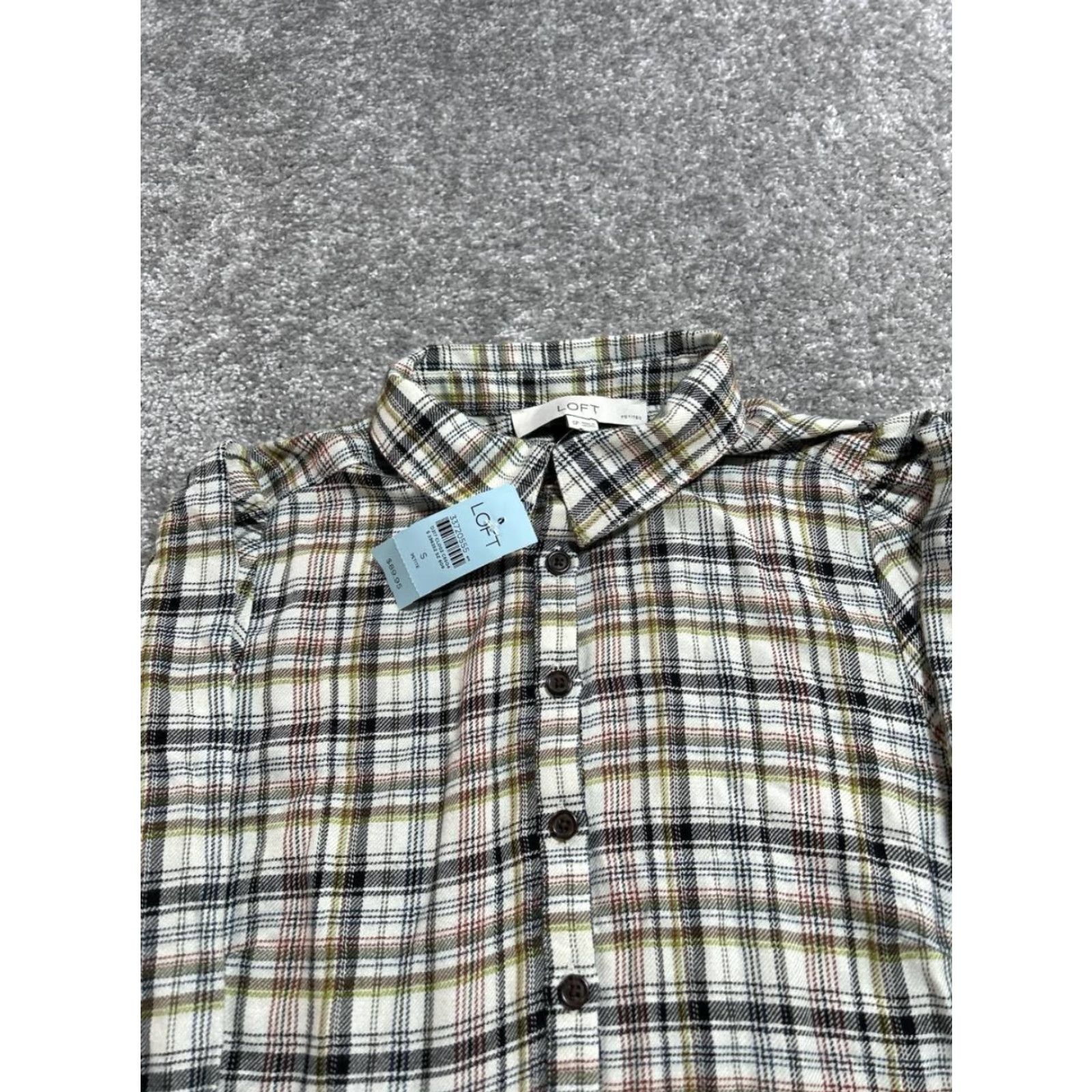 Loft Loft Shirt Dress Small Petite Multicolor Plaid Button Front New Womens Size S / US 4 / IT 40 - 3 Thumbnail