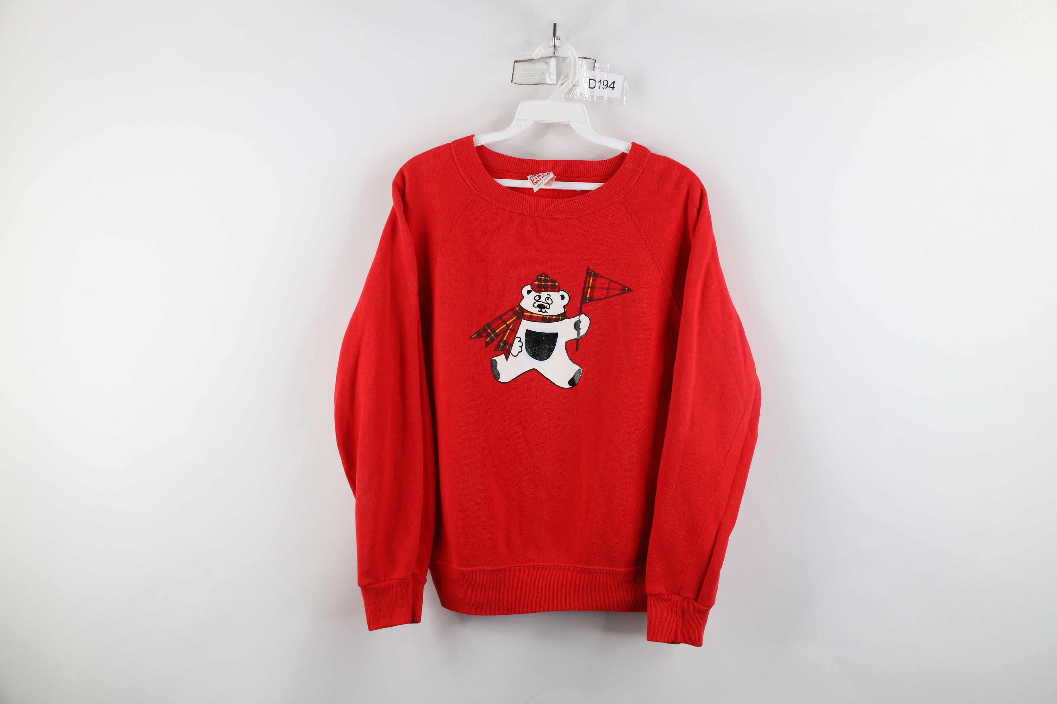 Vintage Vintage 80s Streetwear Bear Crewneck Sweatshirt Red USA Size M / US 6-8 / IT 42-44 - 1 Thumbnail