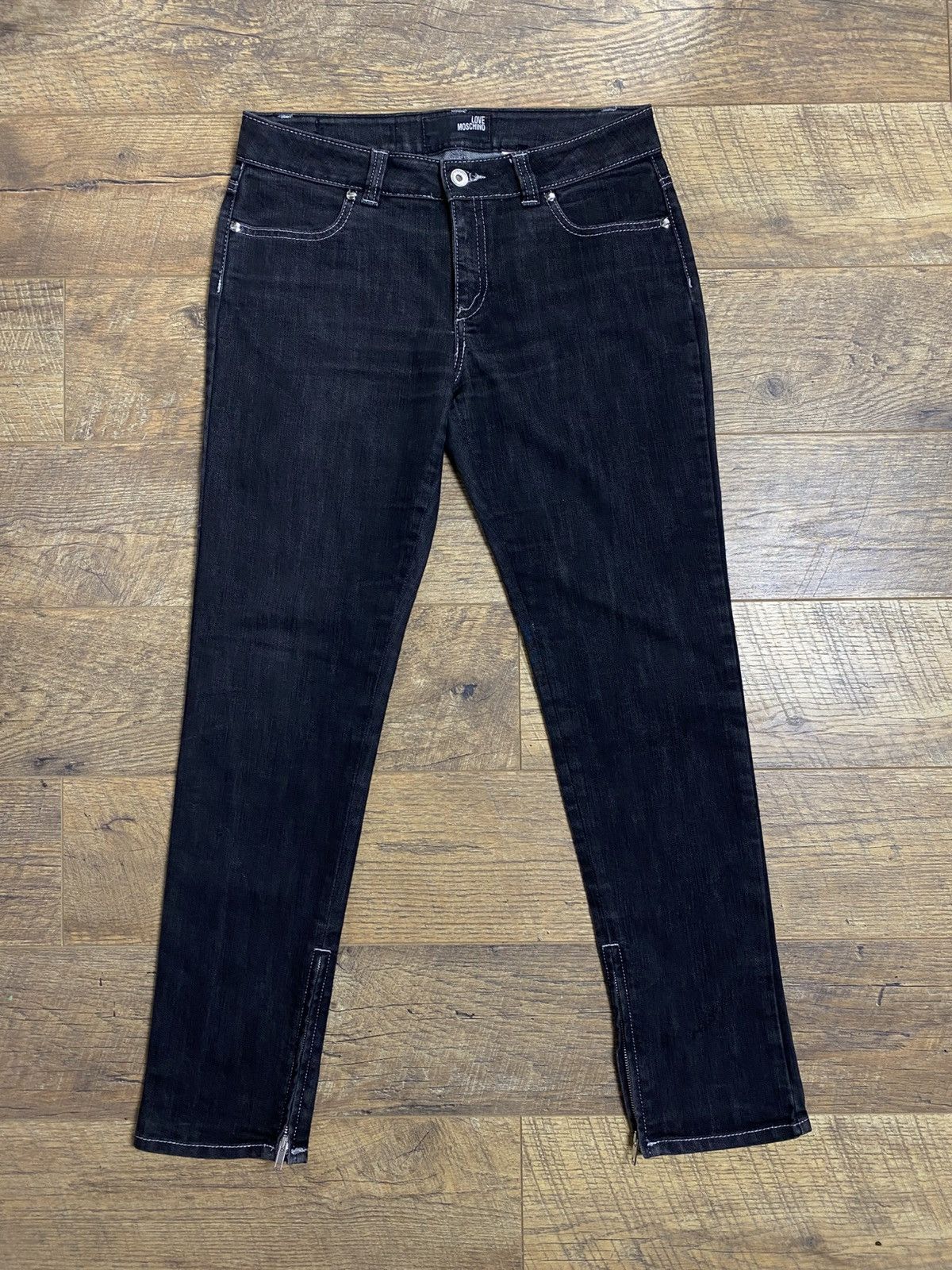 Moschino Love Moschino Futuristic Glitter Heart Zip Denim Rare Size 30" / US 8 / IT 44 - 2 Thumbnail