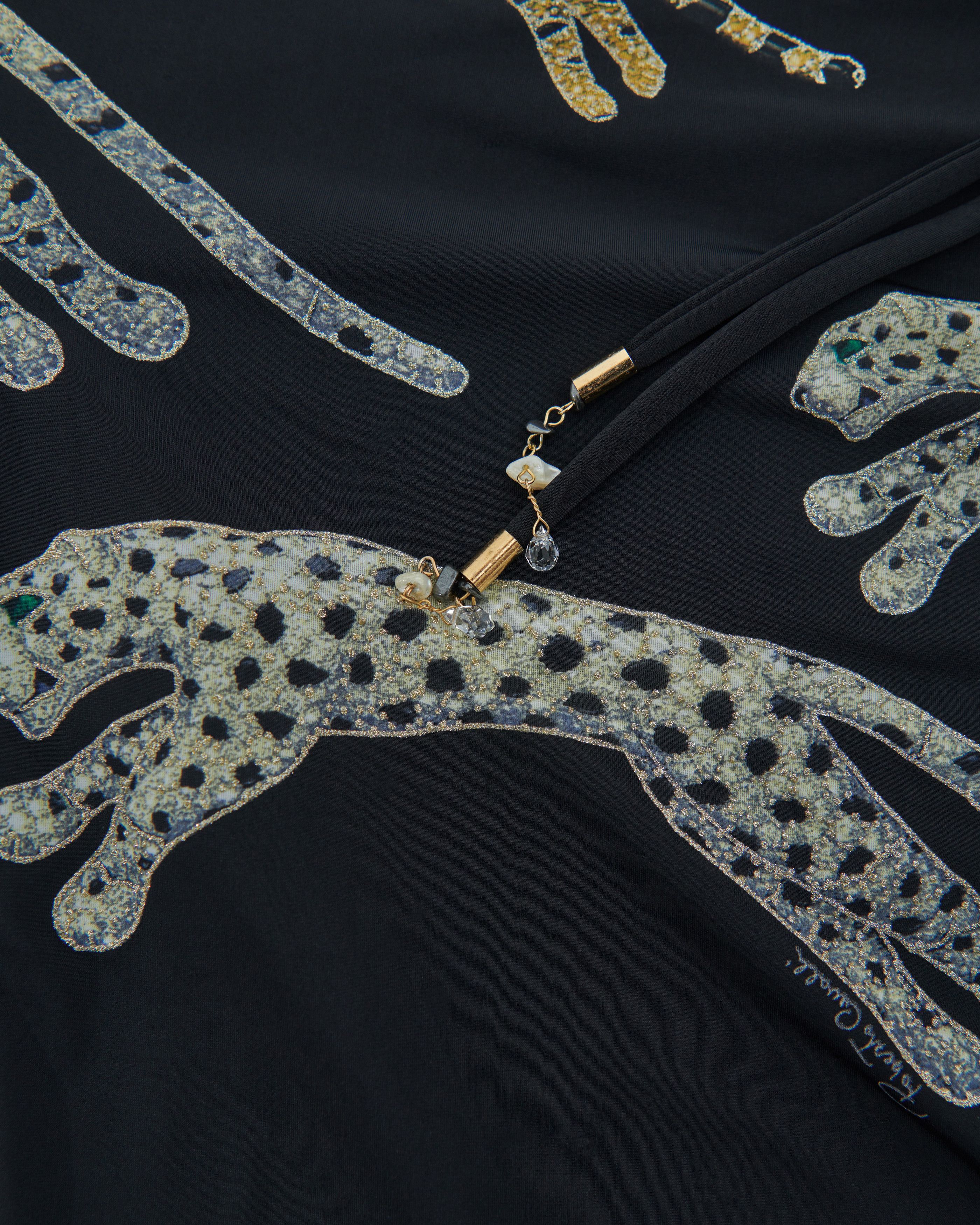 Roberto Cavalli F/W 2002 Black Leopard and tigers print top and pants set Size XS / US 0-2 / IT 36-38 - 7 Thumbnail