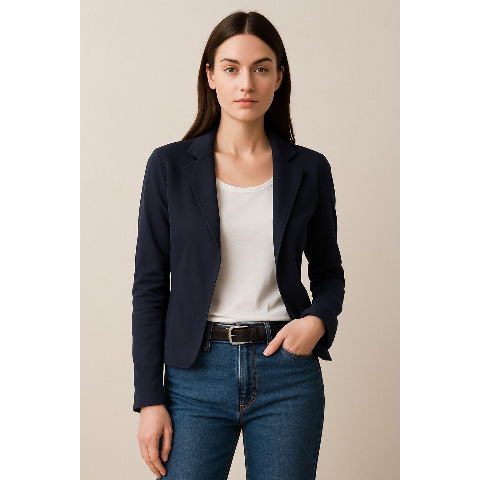 Other Minimalist Luxury Navy Blue Stretch Cotton Blazer M Size M / US 6-8 / IT 42-44 - 1 Thumbnail