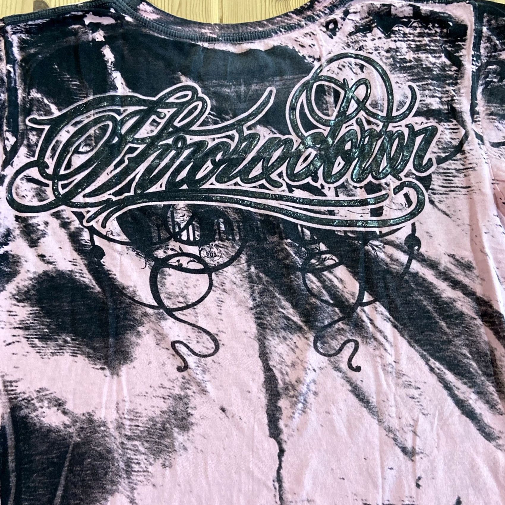 Gloverall VINTAGE Y2K Throwdown Premium All Over Print Pink T-Shirt XL Women Crew Neck Short Sleeve Skull Grunge Gothic Punk Double-Sided Black Cotton Knit Size XL / US 12-14 / IT 48-50 - 7 Thumbnail